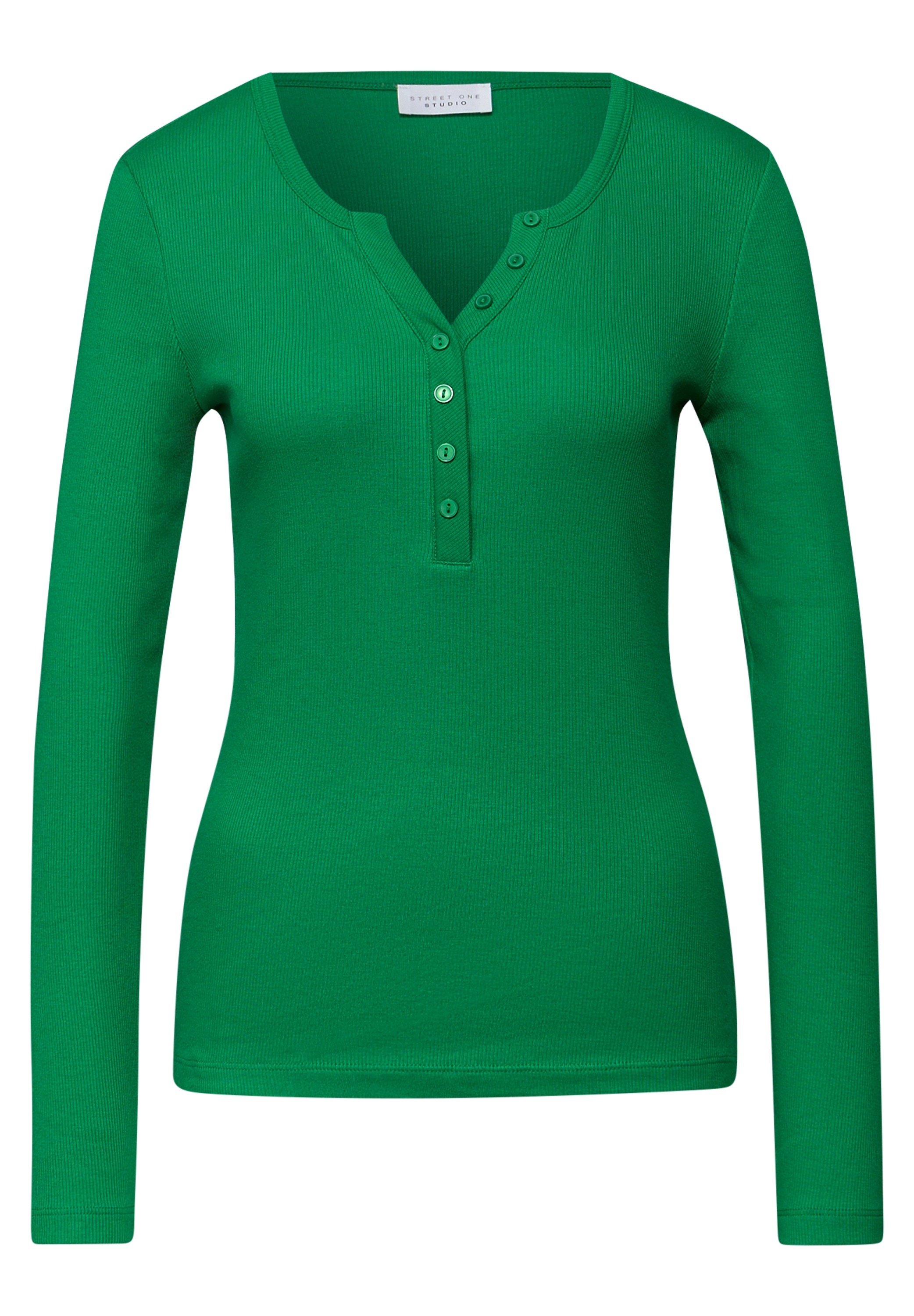 STREET ONE STUDIO Langarmshirt aus Baumwolle mit Stretchante