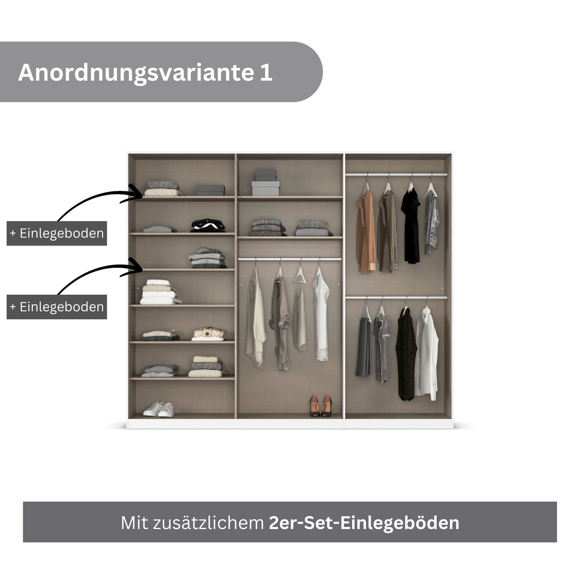rauch Drehtürenschrank »Kleiderschrank Schrank Garderobe AGORDO mit Dekor- oder Hochglanzfront«, (in zwei Griff-Farben), durchdachte Innenausstattung, in 6 Breiten und 2 Höhen MADE IN GERMANY