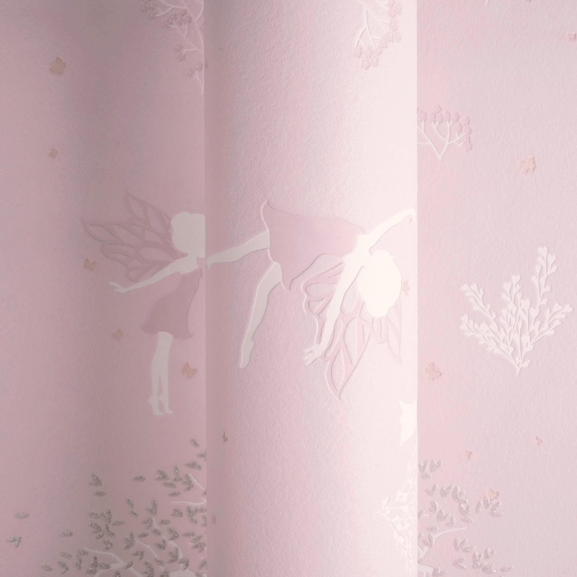 living walls Vliestapete »Kids Studio Feenwald – Glitzer Vliestapete« Motiv | geblümt | leicht glänzend glatt Feenwald mit Bäumen, Blüten, Schmetterlingen und Glitzer