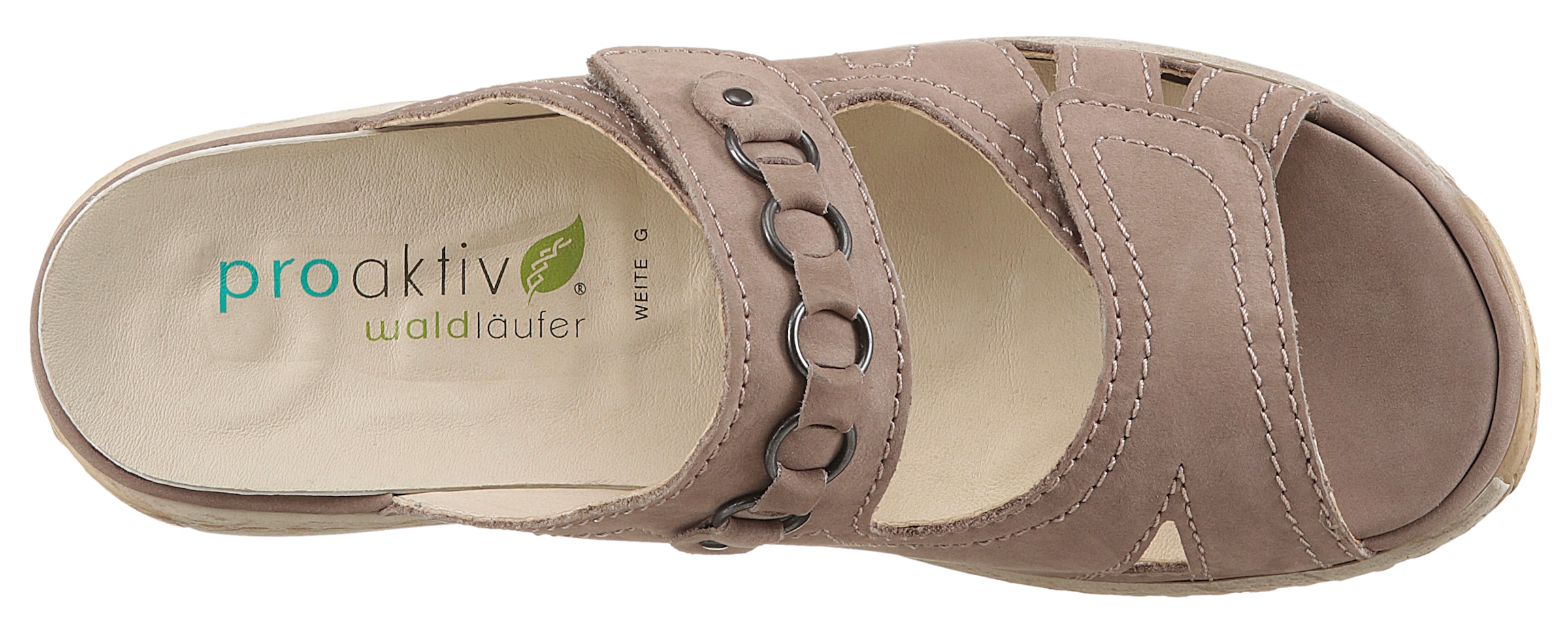 Waldläufer Pantolette »GARDA«, Keilabsatz, Sommerschuh, Schlappen mit Schmuckapplikation, Weite G