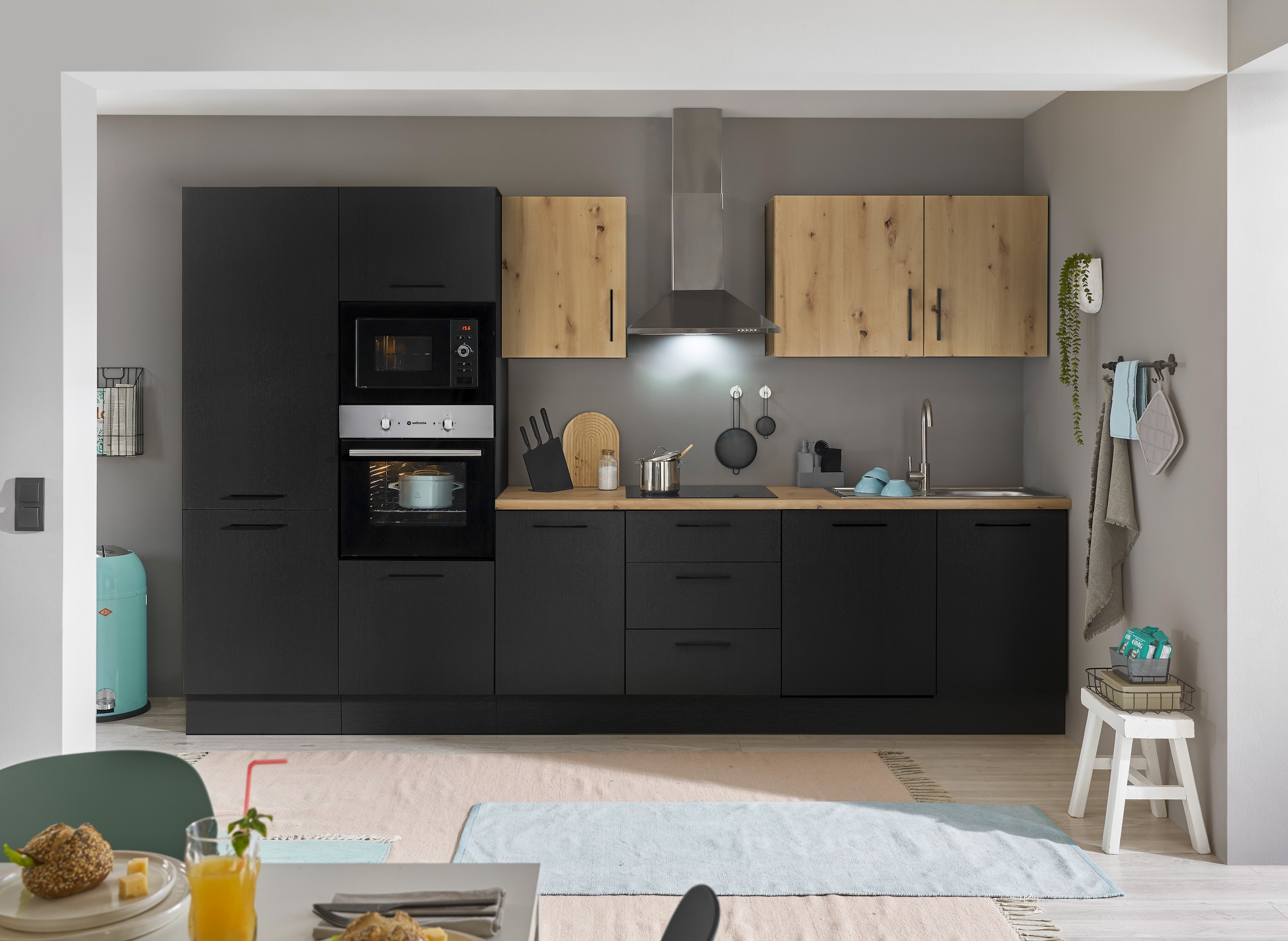 BASIC by Balculina Küchenzeile »Turin«, Breite 340 cm, wahlweise mit E-Geräten