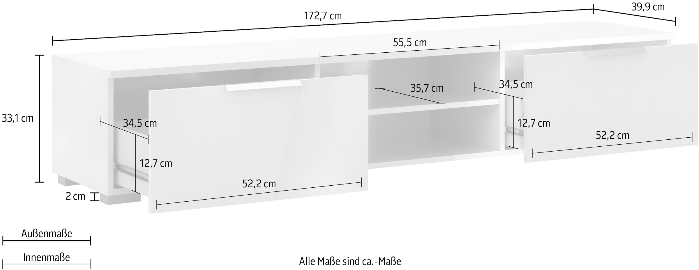 Home affaire TV-Board »Match«, pflegeleichte Oberfläche, in Farbvarianten, Breite 172,7 cm