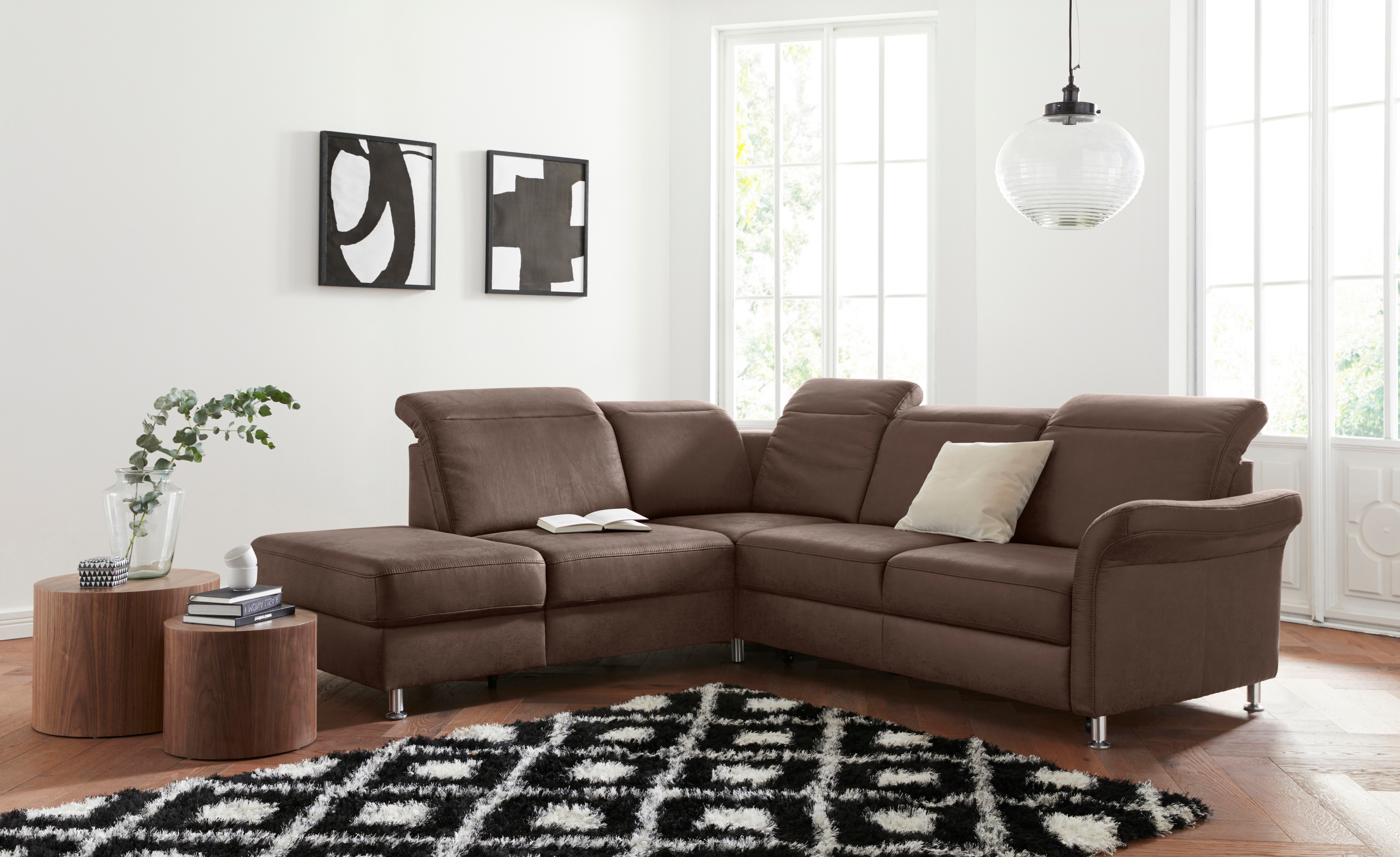sit&more Ecksofa "Darwin L-Form" inklusive Federkern, wahlweise mit Kopfteilverstellung, Schlaffunktion
