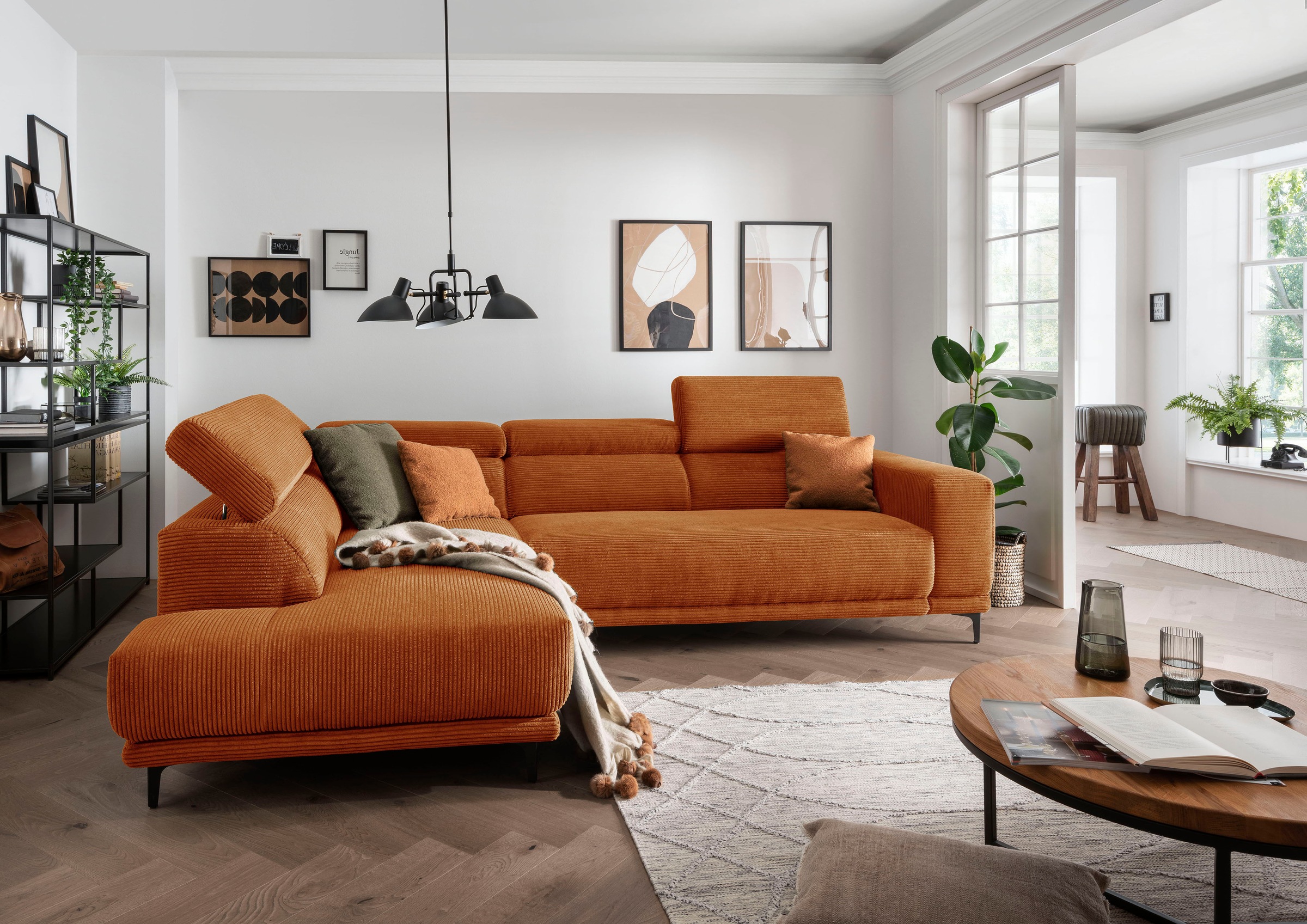 alina Ecksofa »Hikari«, wahlweise mit Sitzvorzug, in modernem Cordstoff, Breite 302 cm