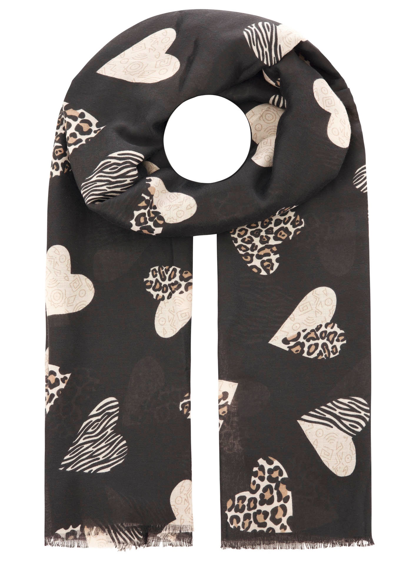 Zwillingsherz Schal ""Safari Hearts"" angesagtes Herzmuster im Leolook günstig online kaufen