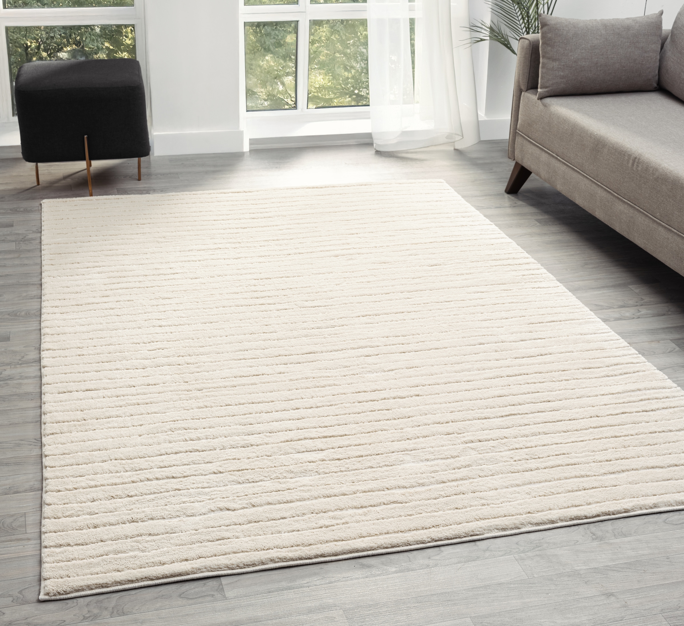 LeGer Home by Lena Gercke Teppich »Selma«, rechteckig, 19 mm Höhe, Hoch-Tief-Struktur, Streifen Design, Wohnzimmer, Schlafzimmer