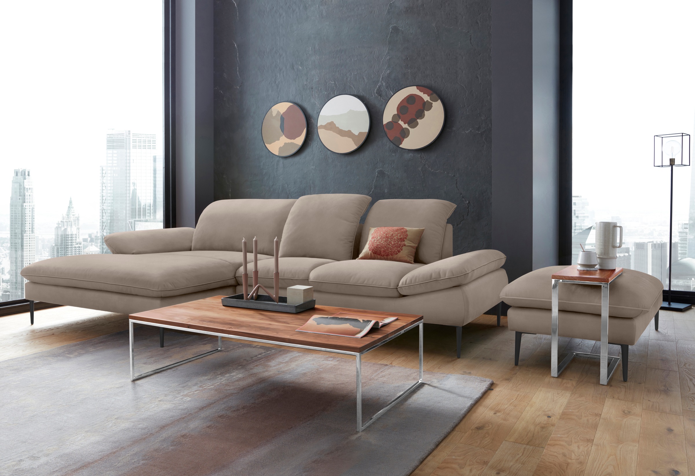 W.SCHILLIG Hocker »enjoy&MORE«, Füße schwarz pulverbeschichtet, Breite 106 cm
