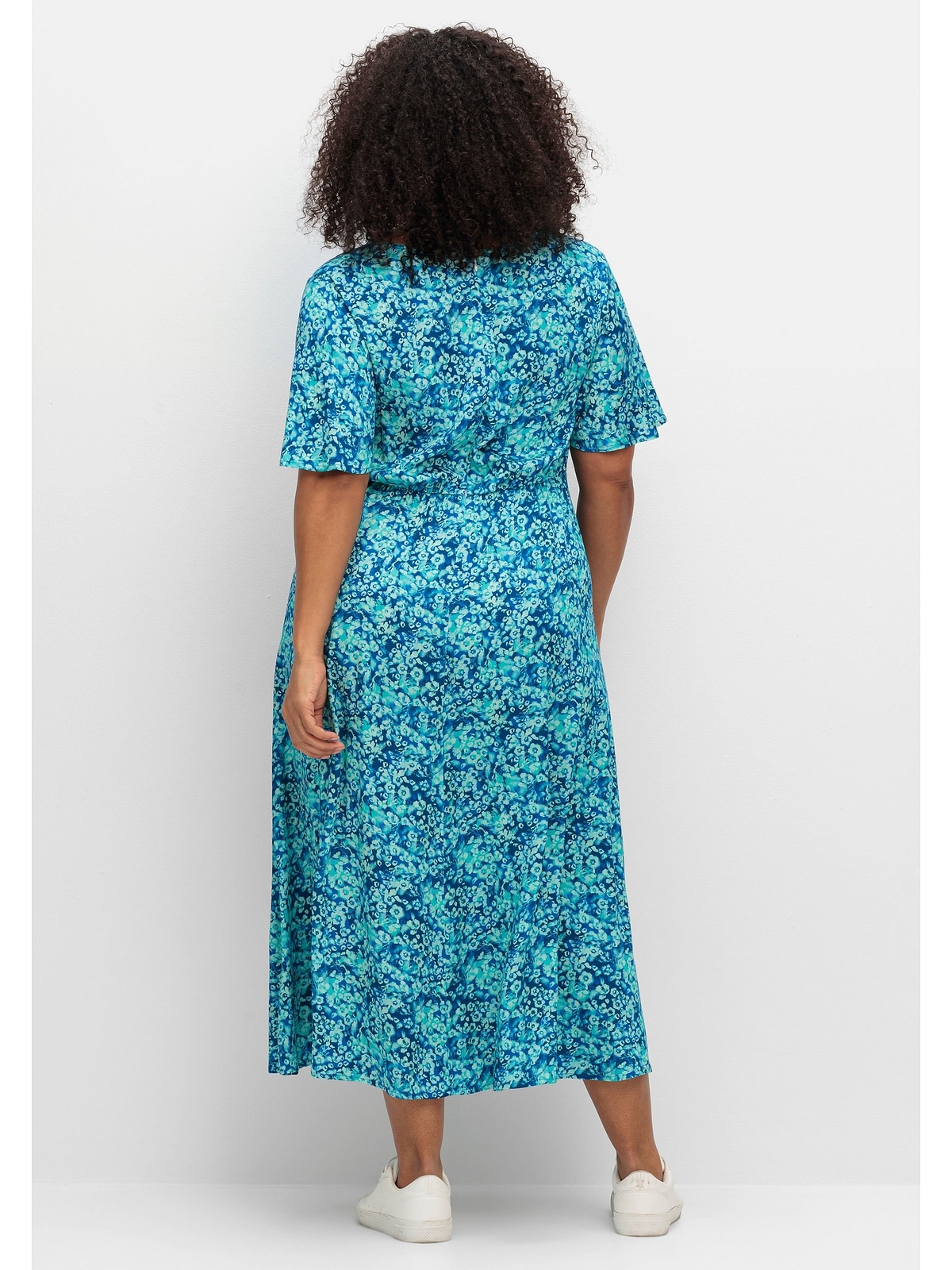 Sheego Sommerkleid "Große Größen", mit Knotendetail in der Taille günstig online kaufen