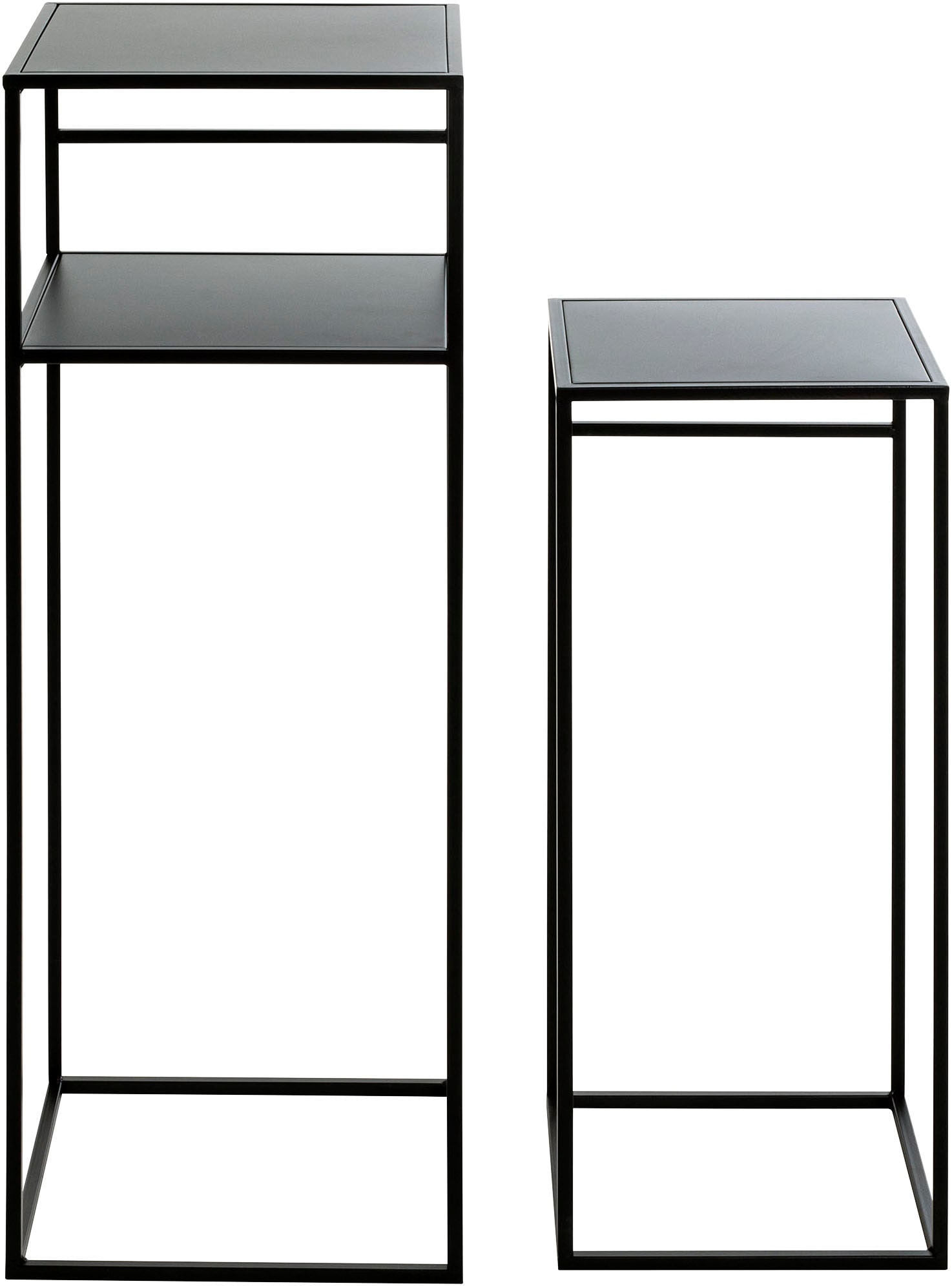HAKU Beistelltisch »Sofatisch, Wohnzimmertisch« Set, 2er Set, 2 Stk. tlg. quadratisch - aus Metall Schwarz B/T/H 26/26/63 und 30/30/85 cm