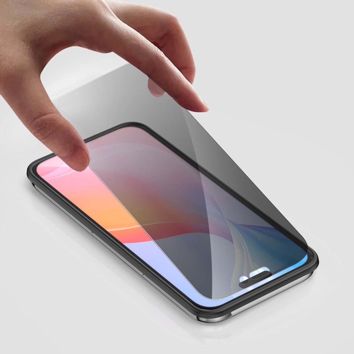 4smarts Displayschutzglas »Second Glass Privacy mit Montagerahmen«, für Apple iPhone 16, (1 St.), Displayschutzfolie, Schutzfolie, Bildschirmschutz, kratz- & stoßfest