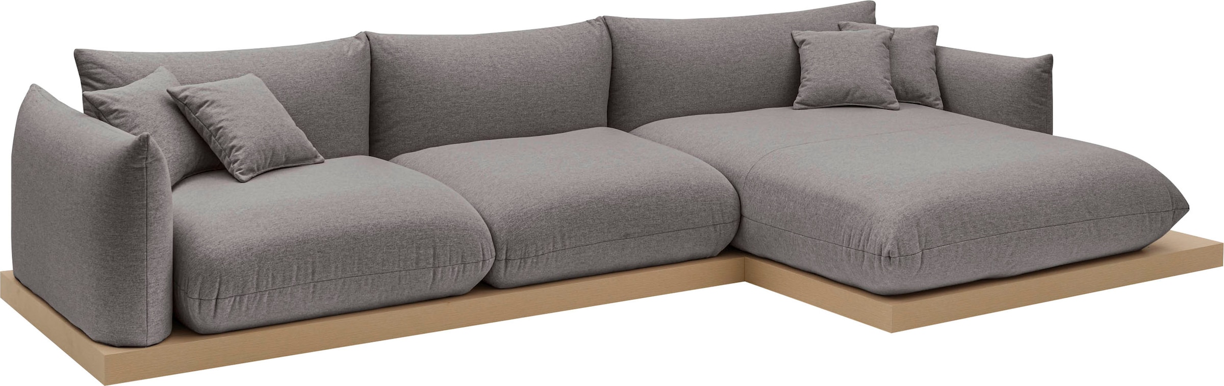 OTTO home Ecksofa »Kalix, Polsterecke mit kräftigem Holz-Plateau, moderne Couch in L-Form«, wahlweise Recamiere links o. rechts, Strukturstoff, hoher Sitzkomfort