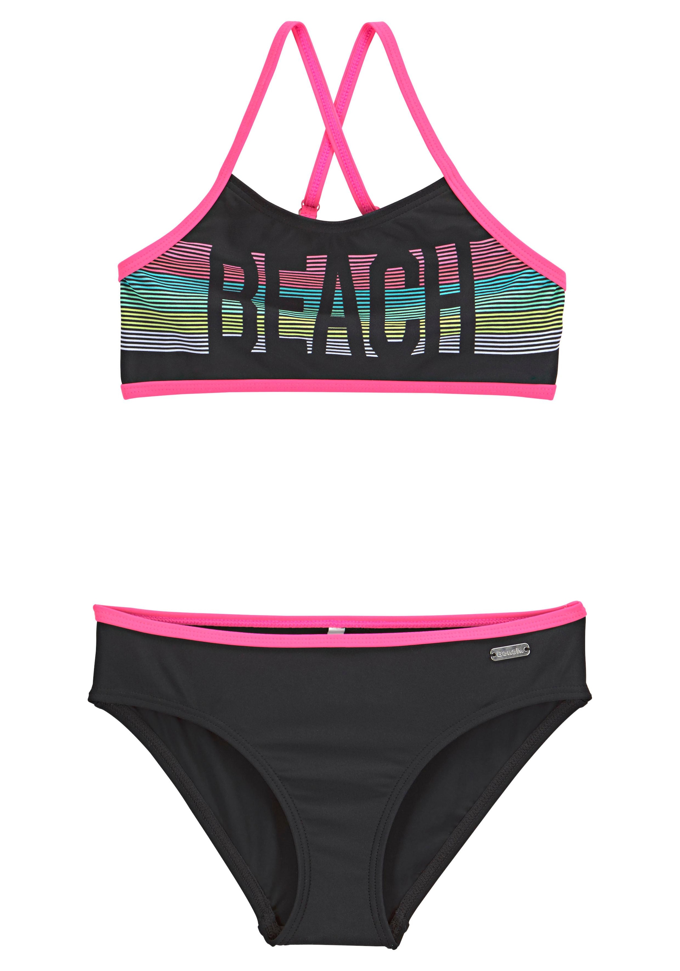 mit Kontrastpaspeln kaufen Bustier-Bikini, | Bench. pinken BAUR