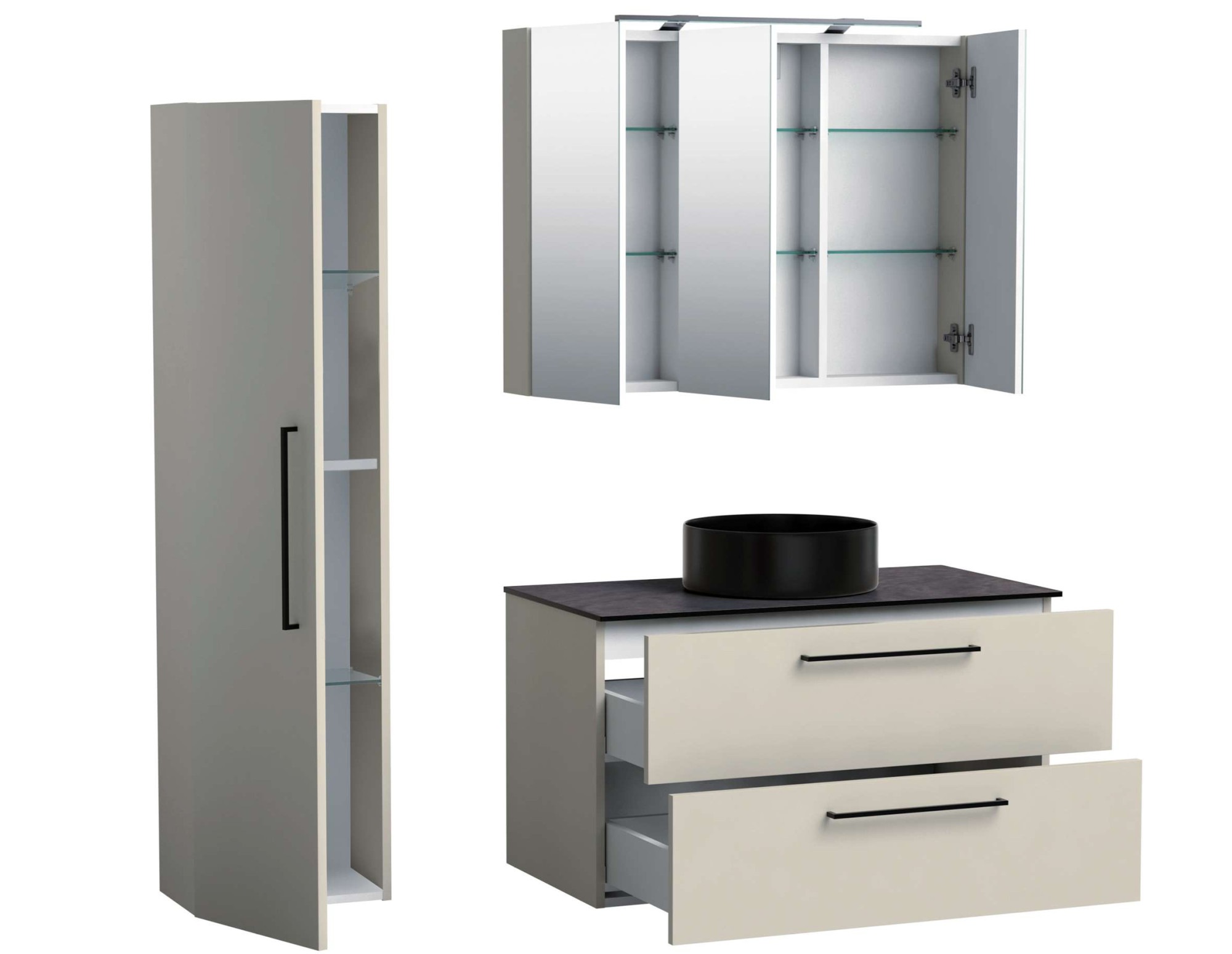 Thumbnail - welltime Badezimmerspiegelschrank "Joy, Badmöbel, mit Beleuchtung, Wandmontage" mit Spiegeltüren und LED, IP 44, FSC-zer...