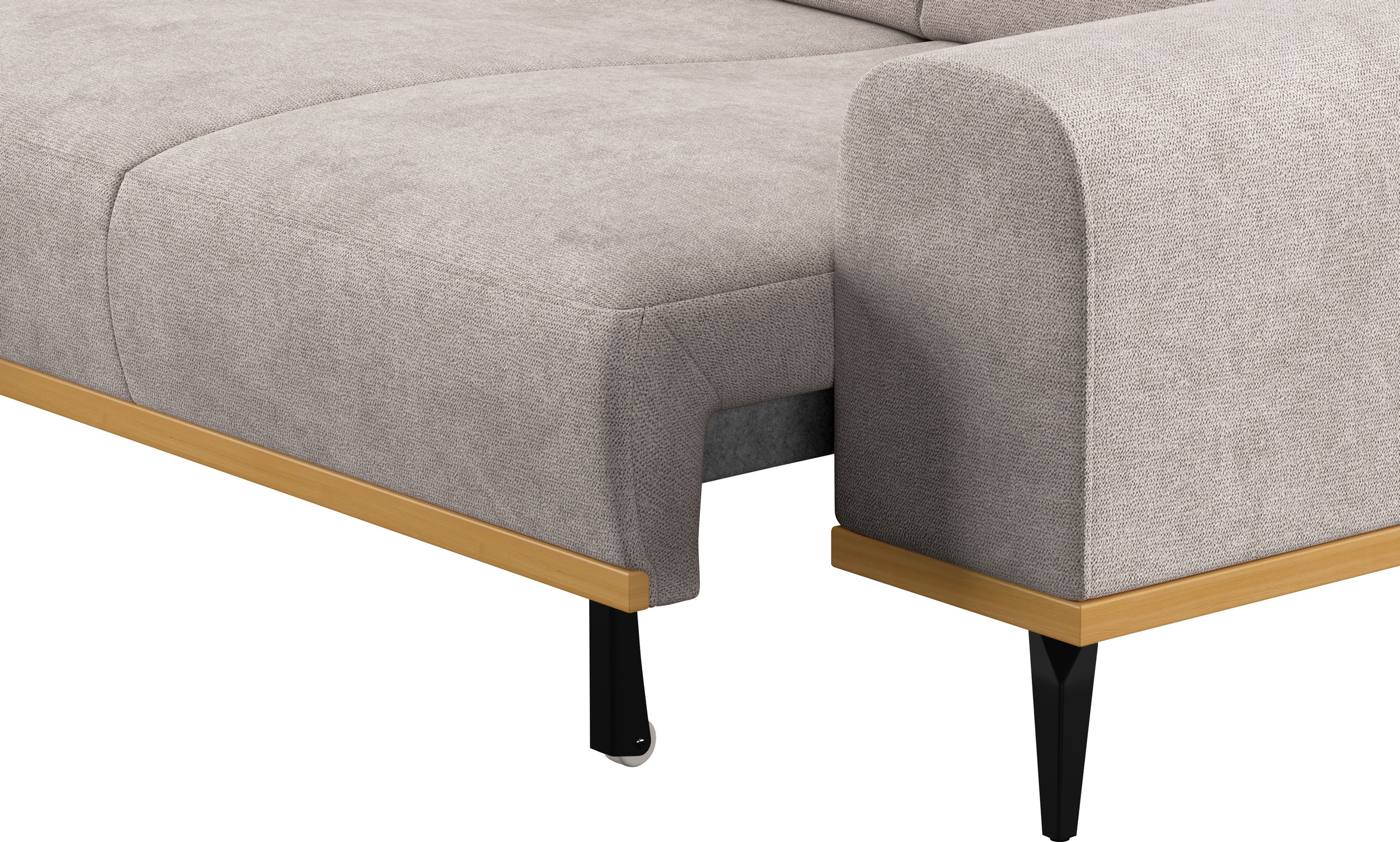 Places of Style Ecksofa »Carlo L-Form«, mit Kopfteilverstellung & Holz-Rahmenoptik, wahlweise Relaxfunktion