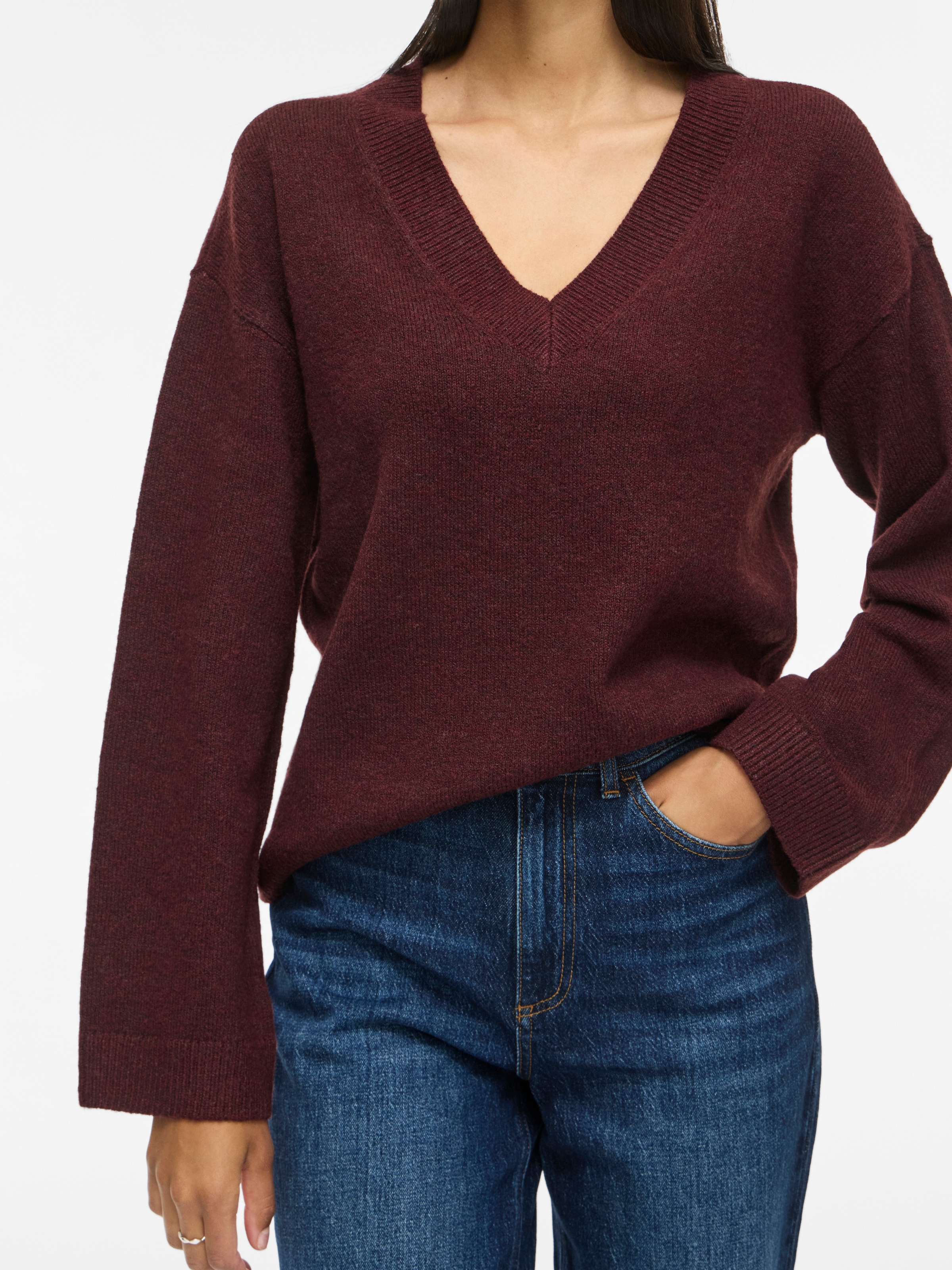 Vila Strickpullover »VILIGA L/S REV V-NECK KNIT TOP - NOOS« Regular Fit, aus Materialmix mit elastischen Eigenschaften