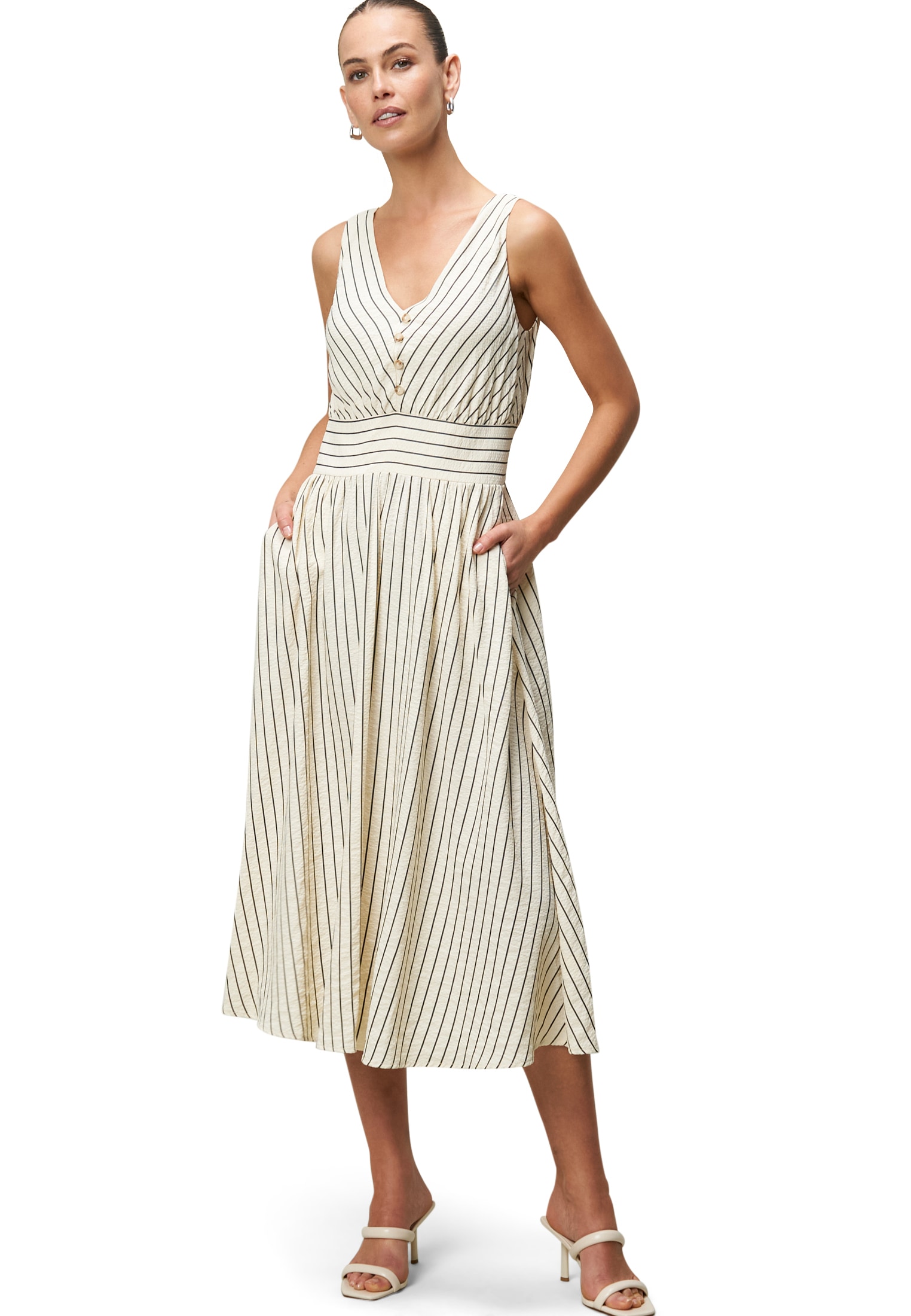 Zero Midikleid »zero Midikleid mit Streifen«, Knopfleiste