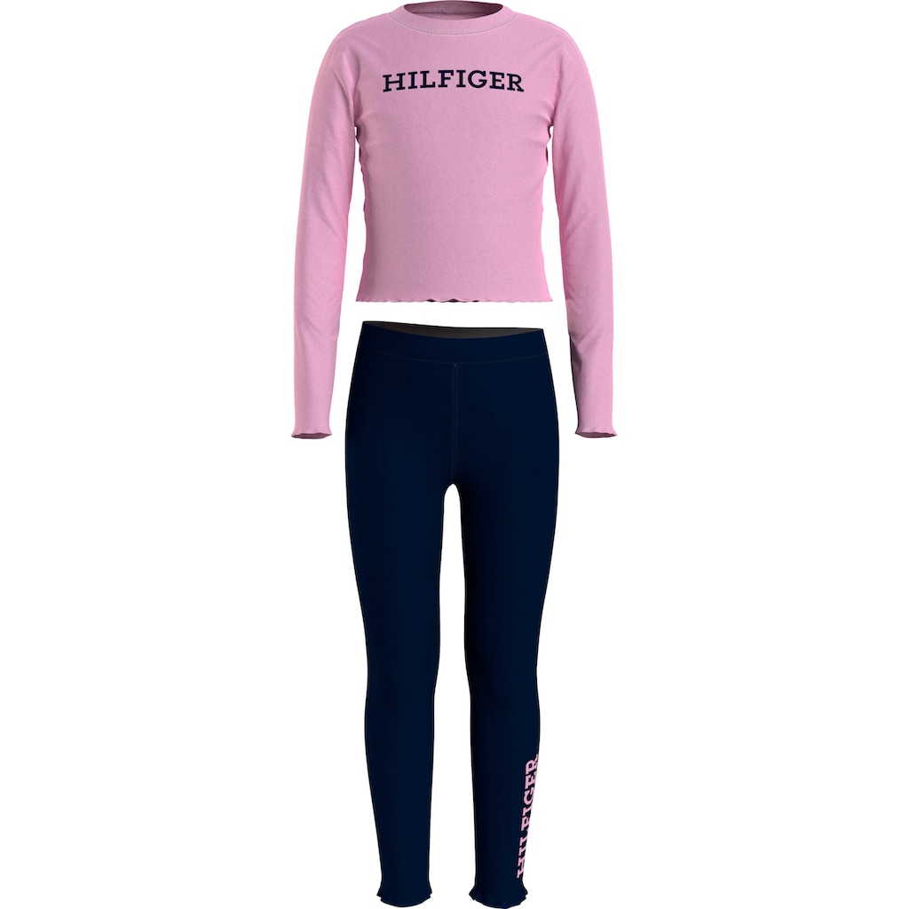 Tommy Hilfiger Underwear Pyjama »LONG SLEEVES LEGGINGS PJ SET«, (2 tlg.), mit gewellten Saumabschlüssen