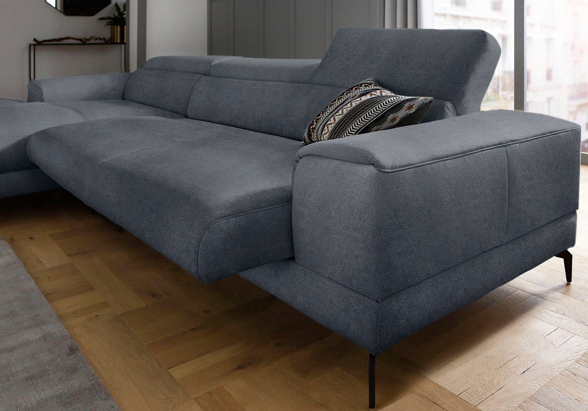 W.SCHILLIG Ecksofa »piedroo, Designsofa mit tollem Sitzkomfort, bequem, L-Form«, Kopfteilverstellung, wahlweise mit Sitztiefenverstellung, Breite 343cm