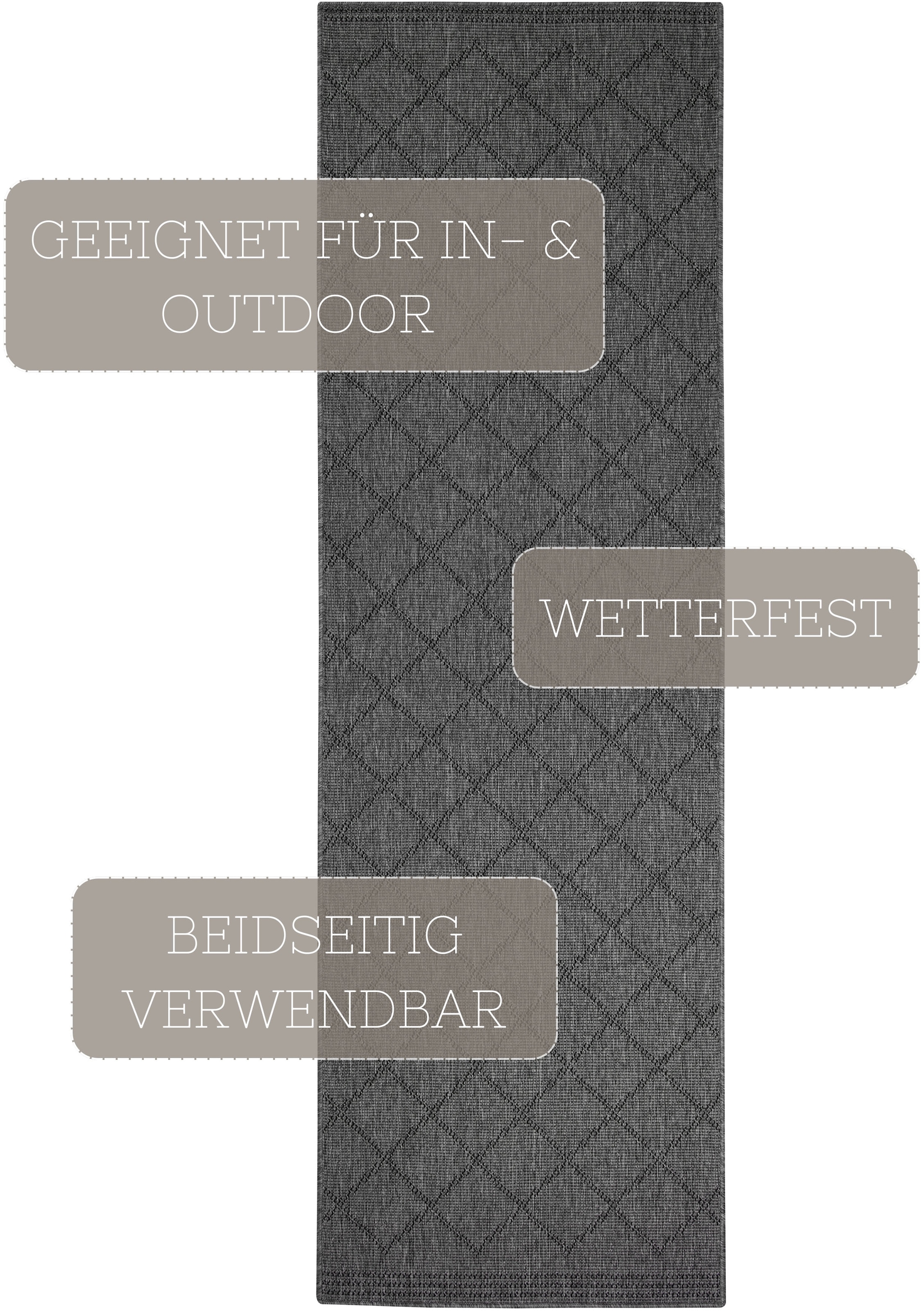NORTHRUGS Teppich »Corsica Wendeteppich«, rechteckig, 5 mm Höhe, In-& Outdoor, Wetterfest, Balkon, Läufer, Wohnzimmer, Wasserfest