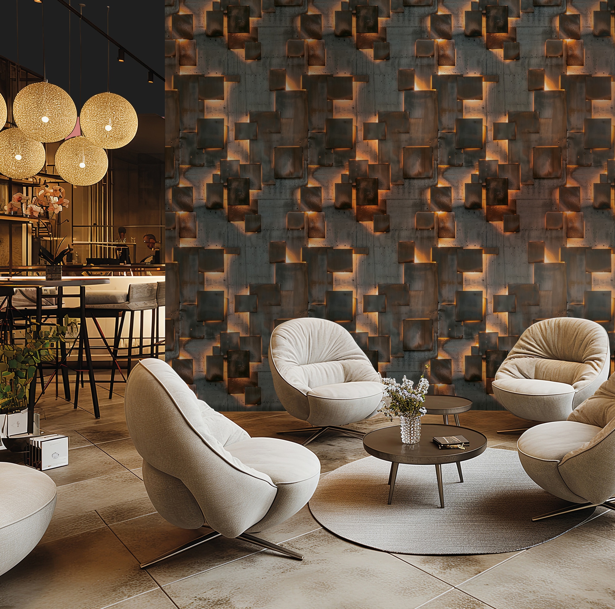 living walls Vliestapete "Fototapete 3D-Würfel Betonoptik Rost erweiterbar" Motiv strukturiert