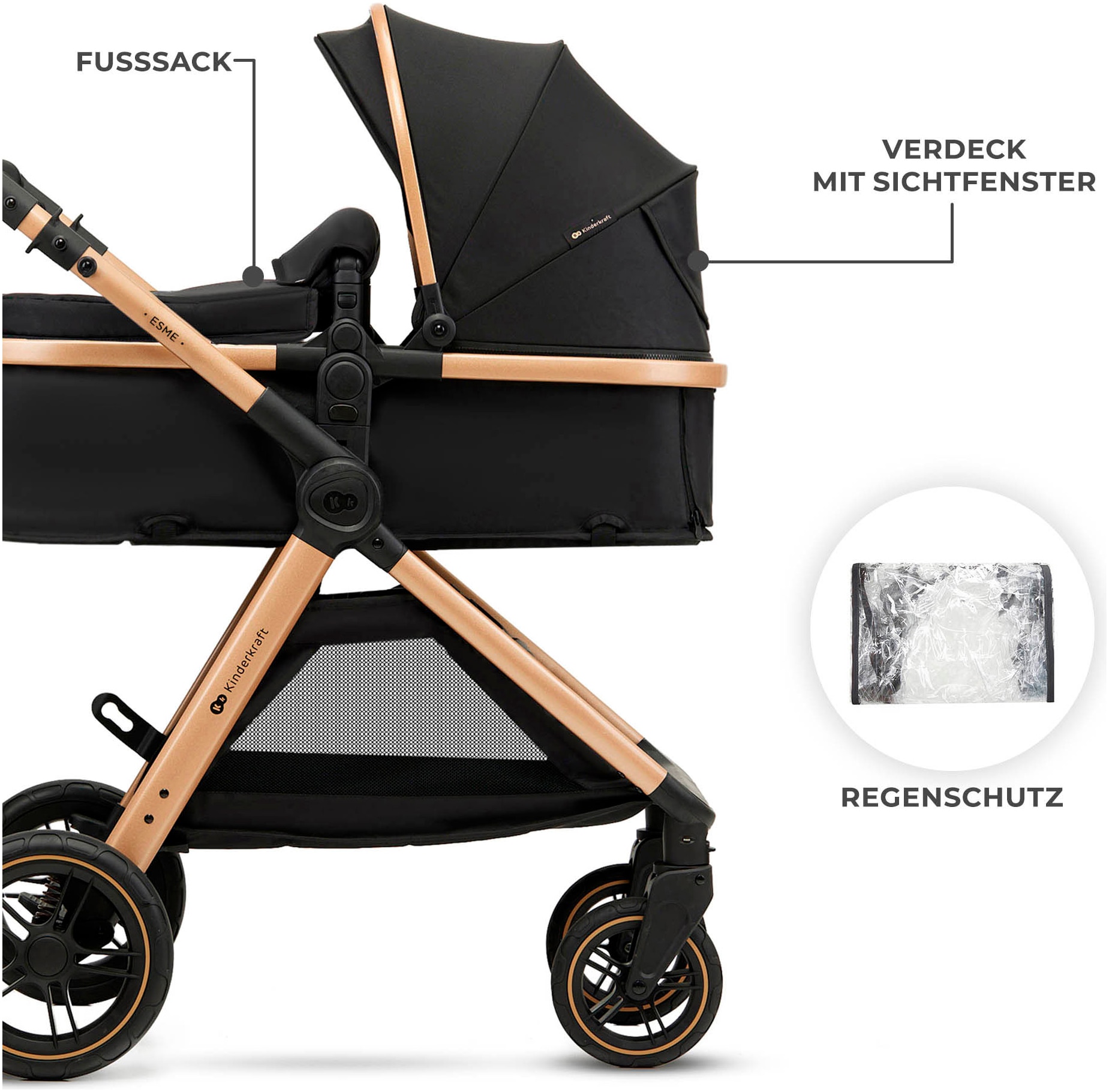 Kinderkraft Kombi-Kinderwagen »ESME 3IN1«, 25 kg, inkl. Babyschale MINK PRO 2 i-Size (40–87 cm)