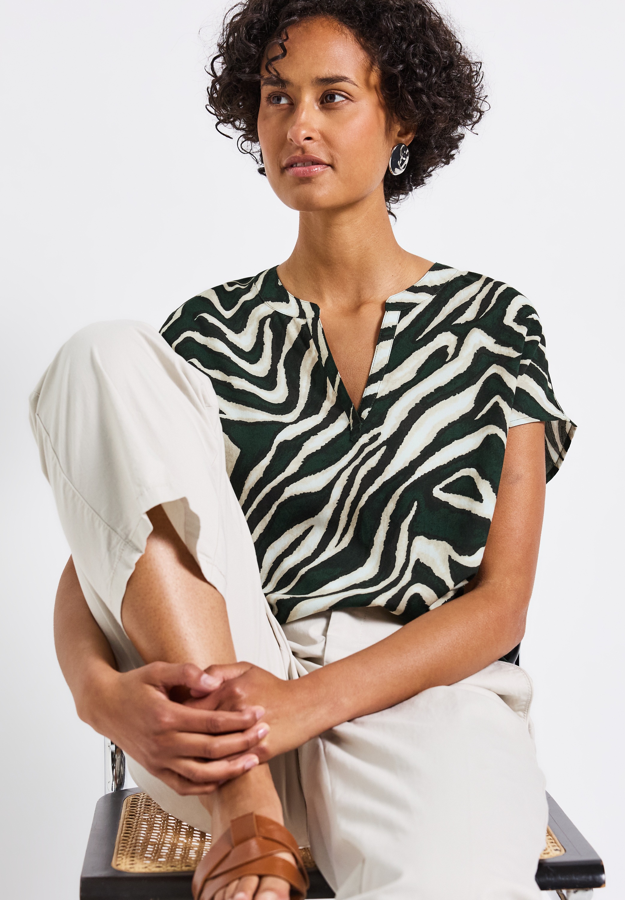 STREET ONE Kurzarmbluse, mit Zebra-Muster günstig online kaufen