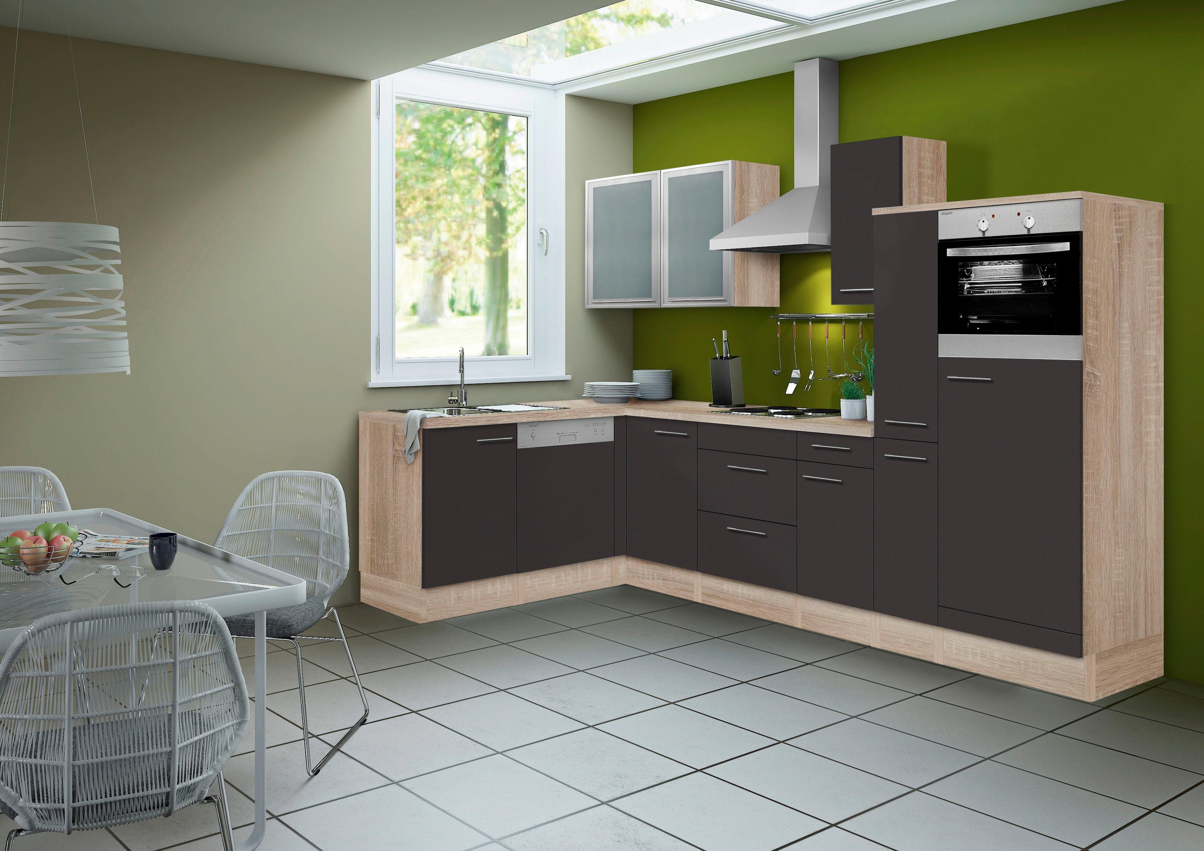 OPTIFIT Winkelküche »Kalmar«, Stellbreite 300x175 cm, wahlweise mit E-Geräten, mit Arbeitsplatte