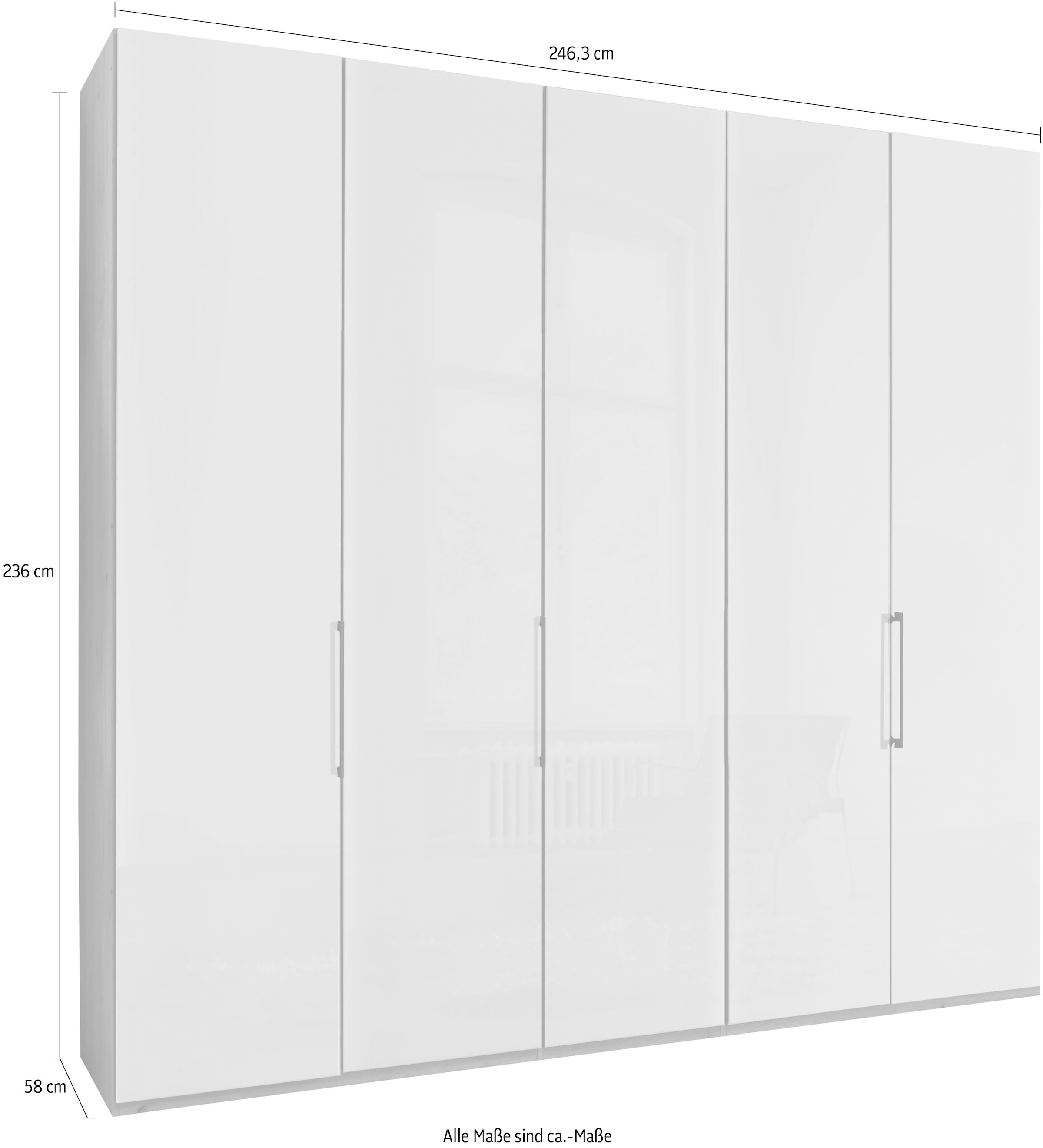 WIEMANN Drehtürenschrank »Monaco, Made in Germany, höhenverstellbare Inneneinteilung«, mit edler Glasfront und hochwertigen Beschläge inkl. Türdämpfung