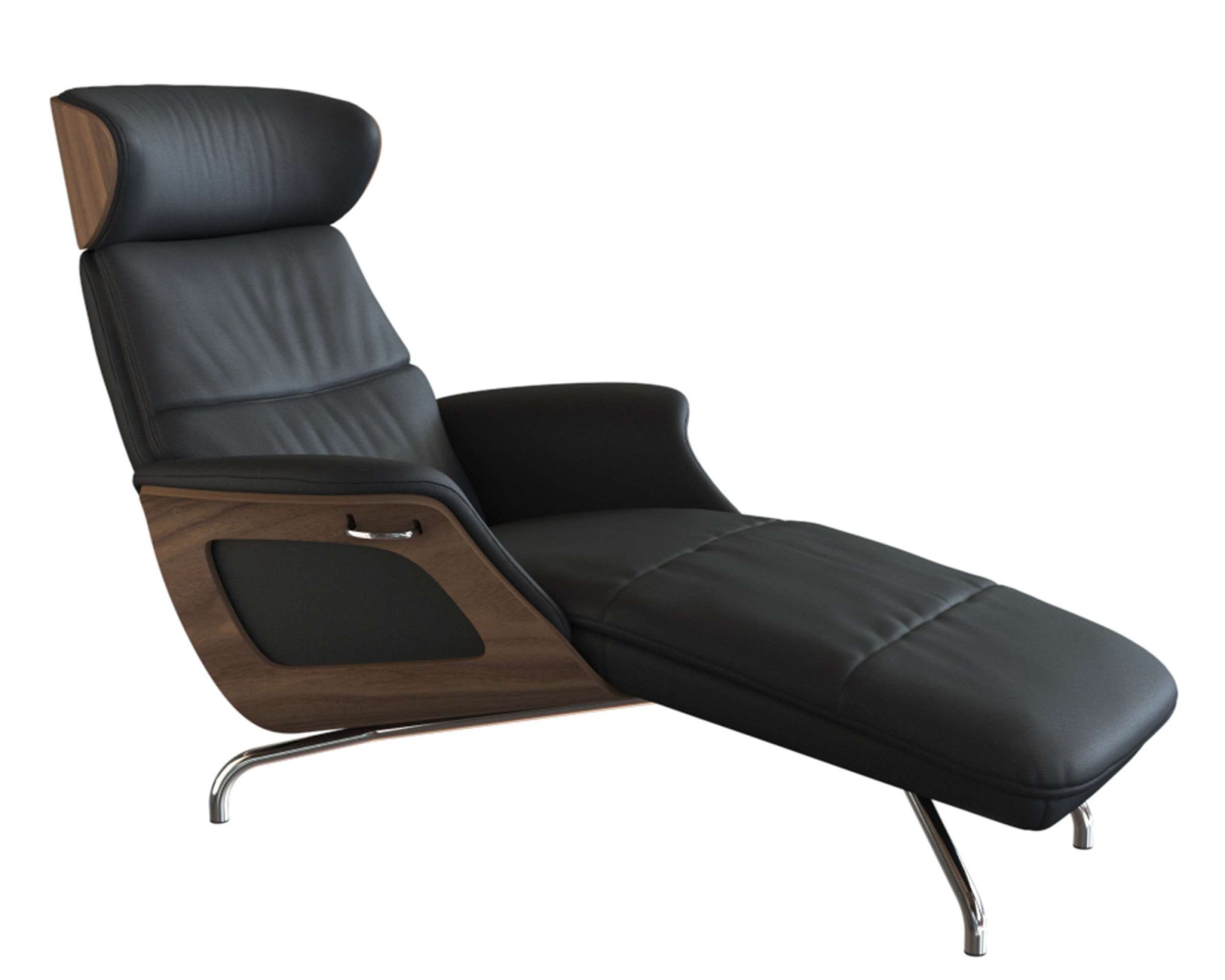 Thumbnail - FLEXLUX Loungesessel "Clement Chaislongue, Relaxstuhl, Liegesessel,", Rücken- & Kopfteilverstellung, Armlehne, Walnuss, ...