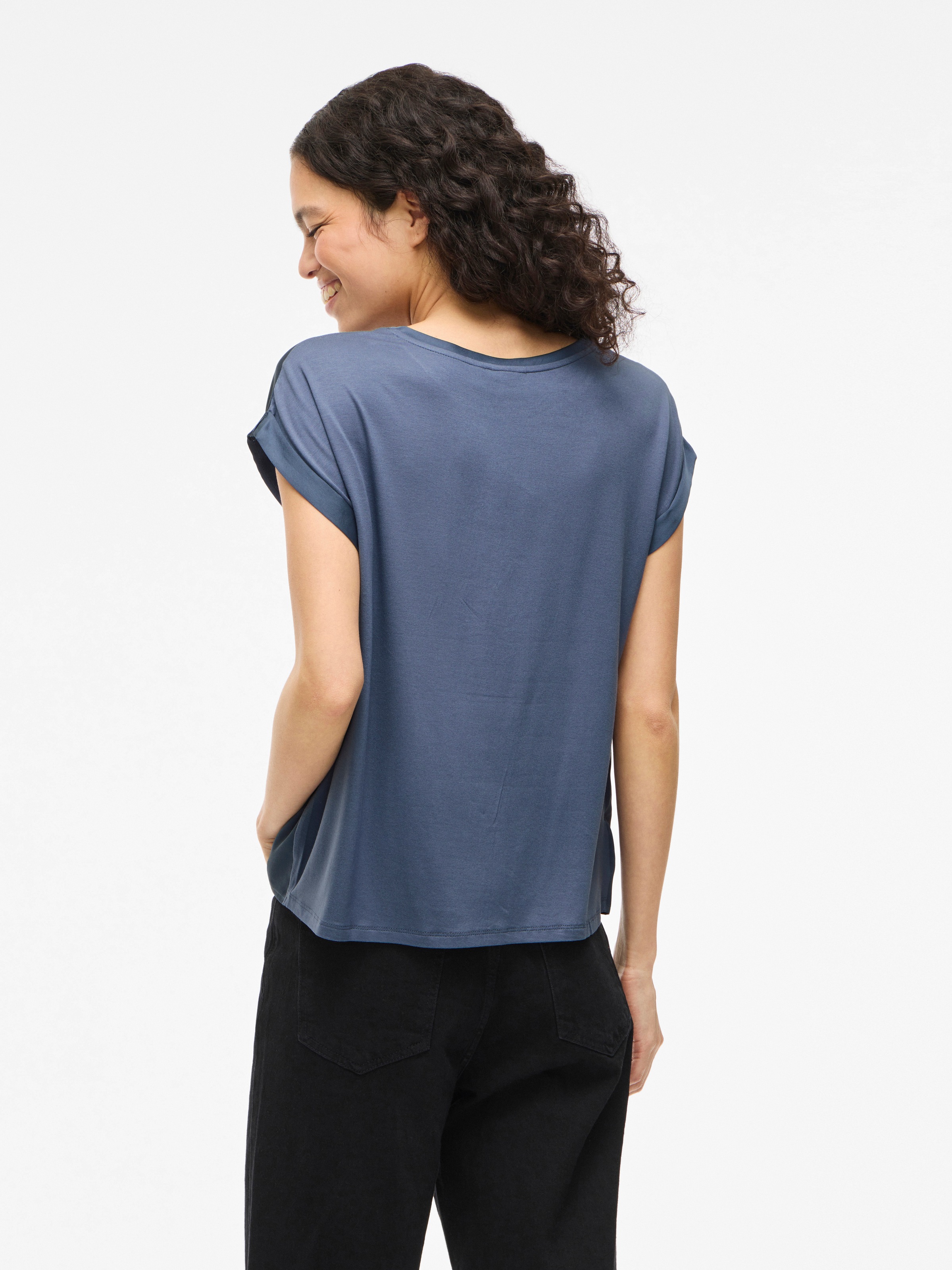 Vila Kurzarmshirt "VIELLETTE S/S SATIN TOP - NOOS", Satin Optik günstig online kaufen
