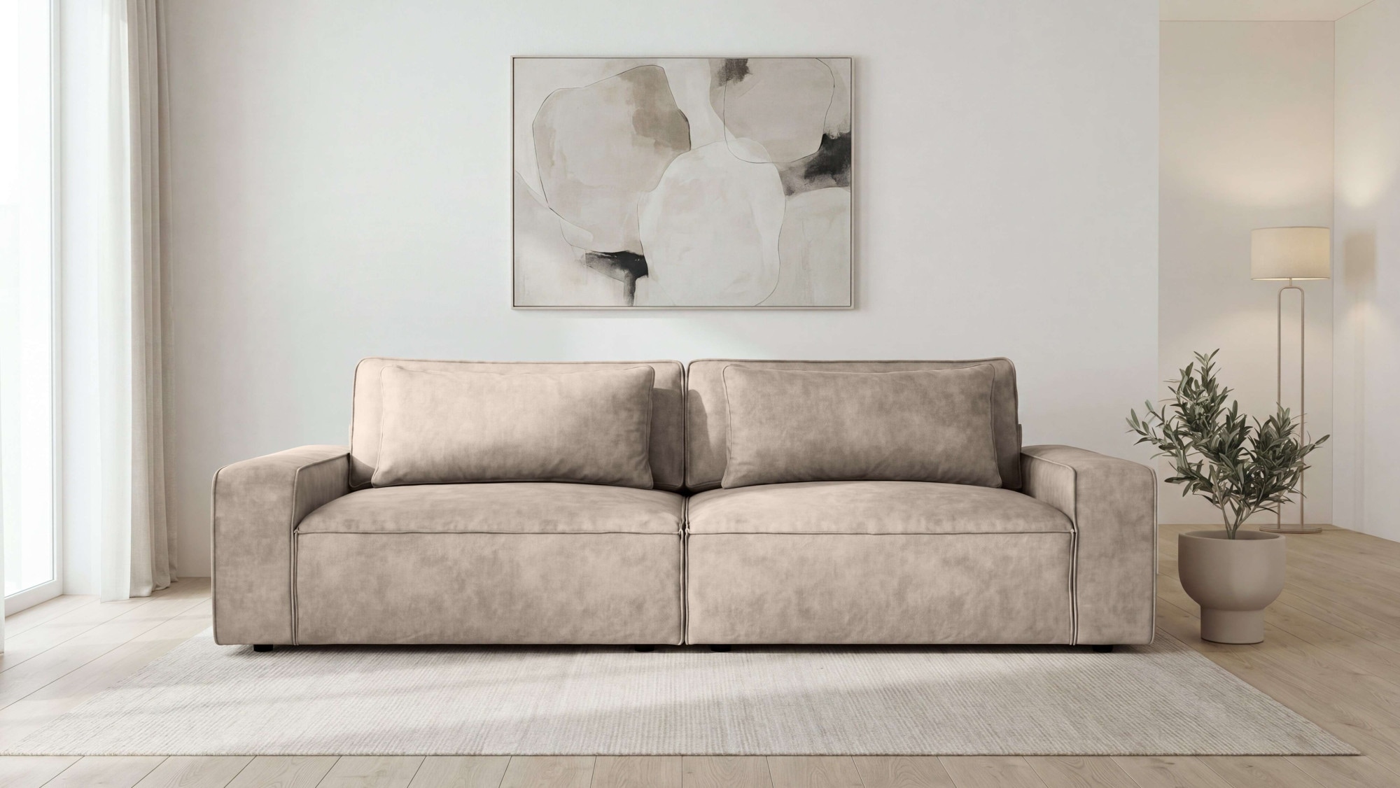 OTTO home 3-Sitzer »Mittel« Breite 245 cm, bodentief, extra Kissen inkl., tiefe Sitzfläche