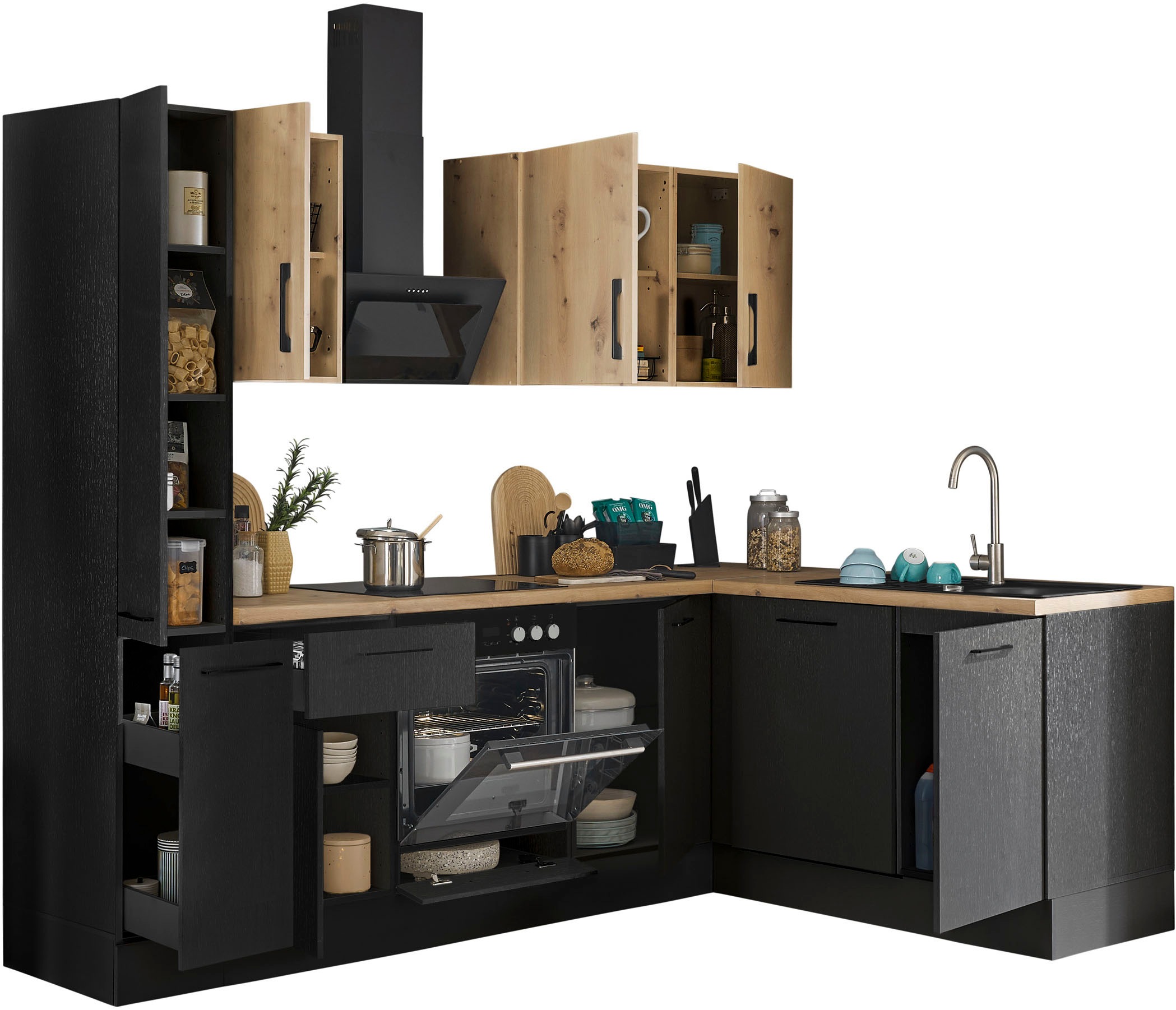 BASIC by Balculina Winkelküche »Turin«, Stellbreite 250x175 cm, wahlweise mit E-Geräten