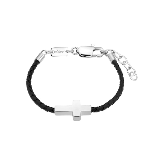 s.Oliver + Lederarmband aus Junior Leder »Kreuz, online | bestellen Edelstahl 2036872«, BAUR