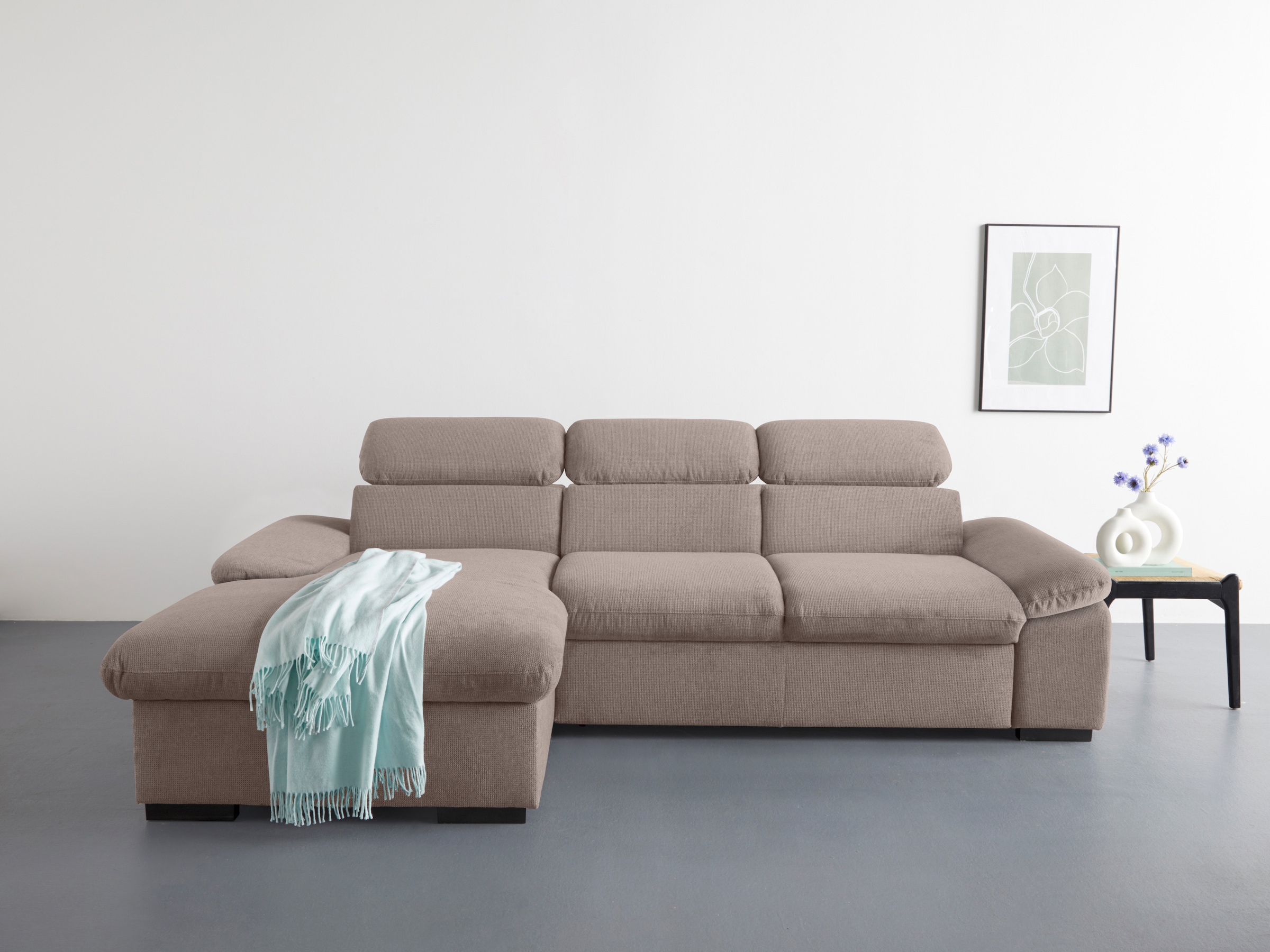 COTTA Ecksofa "Lola L-Form mit Kopfteilfunktion & Hocker", (Set, mit Hocker günstig online kaufen