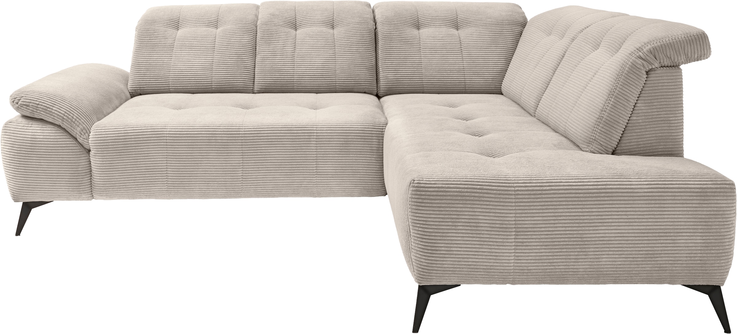 Home affaire Ecksofa »Lazio modern und bequem, schmale Armlehnen, tolle Detailverarbeitung« zwei verschiedene Fußfarben wählbar