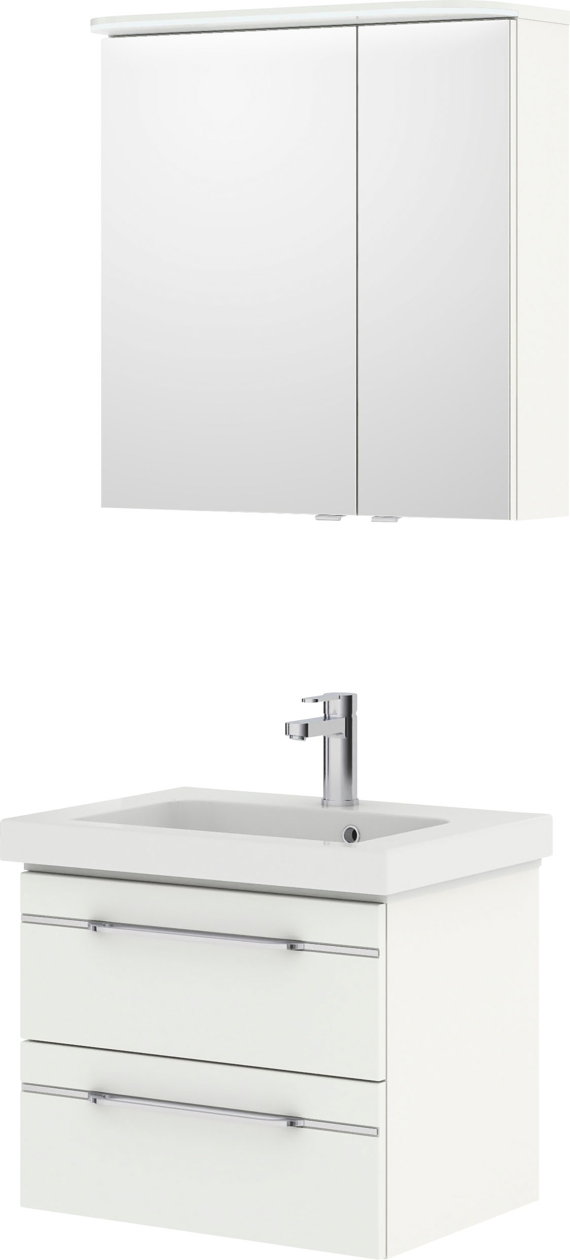 Saphir Badmöbel-Set »Balto Sprint 2-teilig, Mineralmarmor-Waschtisch mit LED-Spiegelschrank«, (2 St.), Badezimmer Set inkl. Türdämpfer, 70 cm breit, 2 Türen, 2 Schubladen