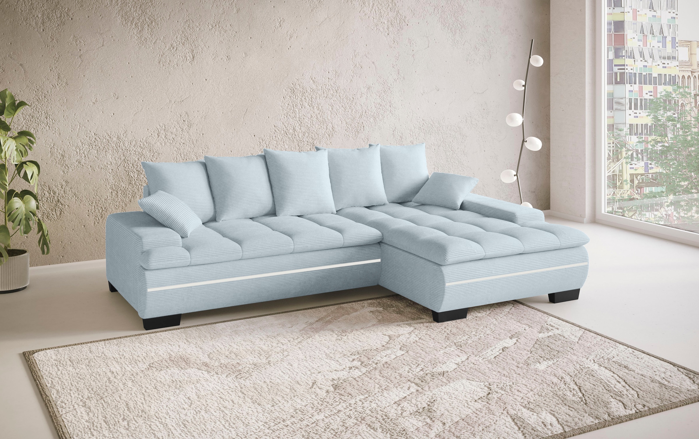 Mr. Couch Ecksofa »Haiti II, L-Form«, RGB-LED Beleuchtung, wahlweise mit Kaltschaum, Bett, Bettkasten