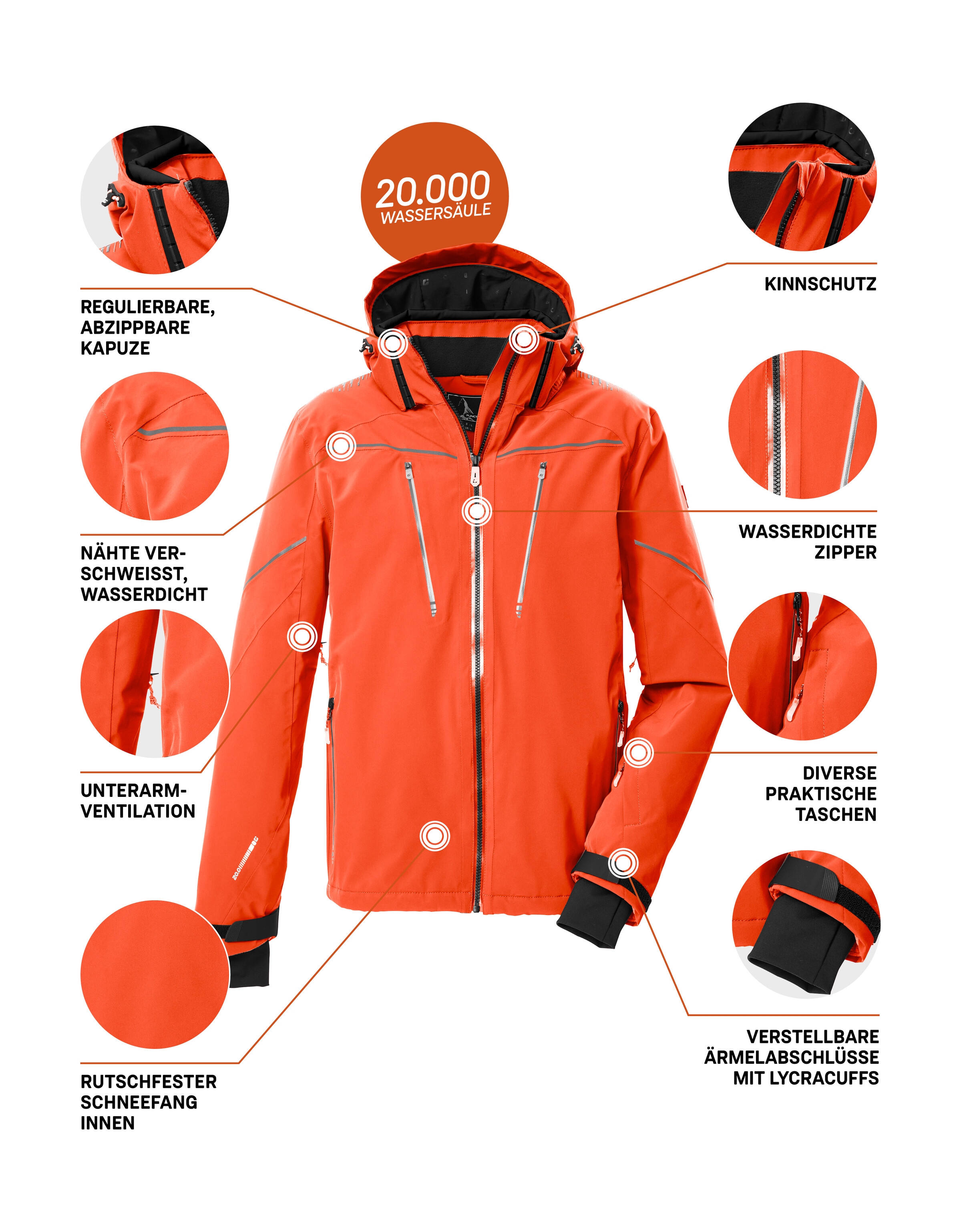 Killtec Skijacke »KSW 50 MN SKI JCKT« Herren Skijacke: wasserdicht, atmungsaktiv, 4-Wege-Stretch, Schneefang