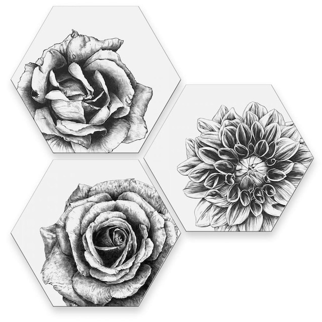 Wall-Art Mehrteilige Bilder »Blumen Collage Floral Deko«, (Set, 3 St.)  kaufen | BAUR