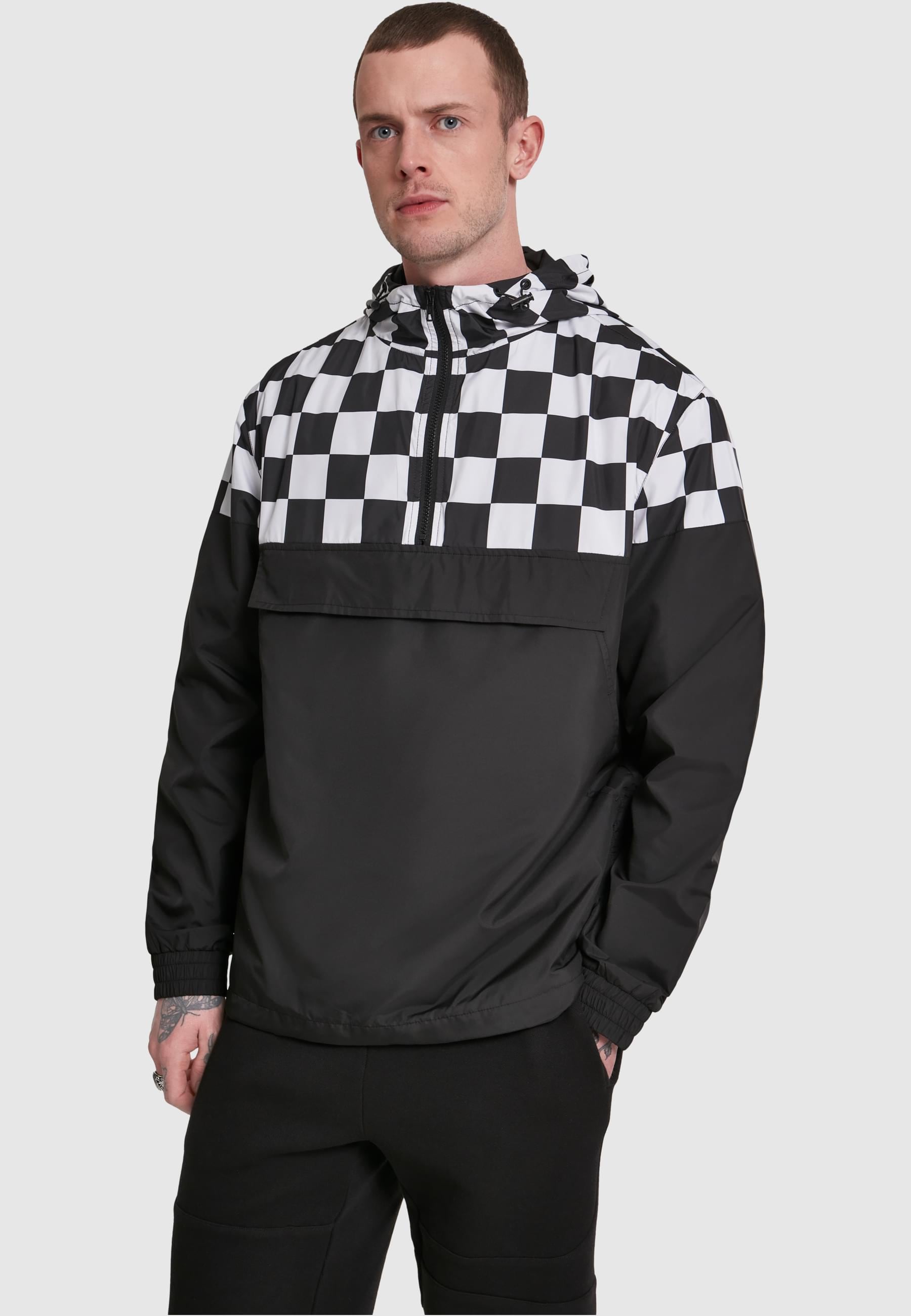 URBAN CLASSICS Allwetterjacke »Urban Classics Herren Check Pull Over Jacket«, (1 St.), mit Kapuze