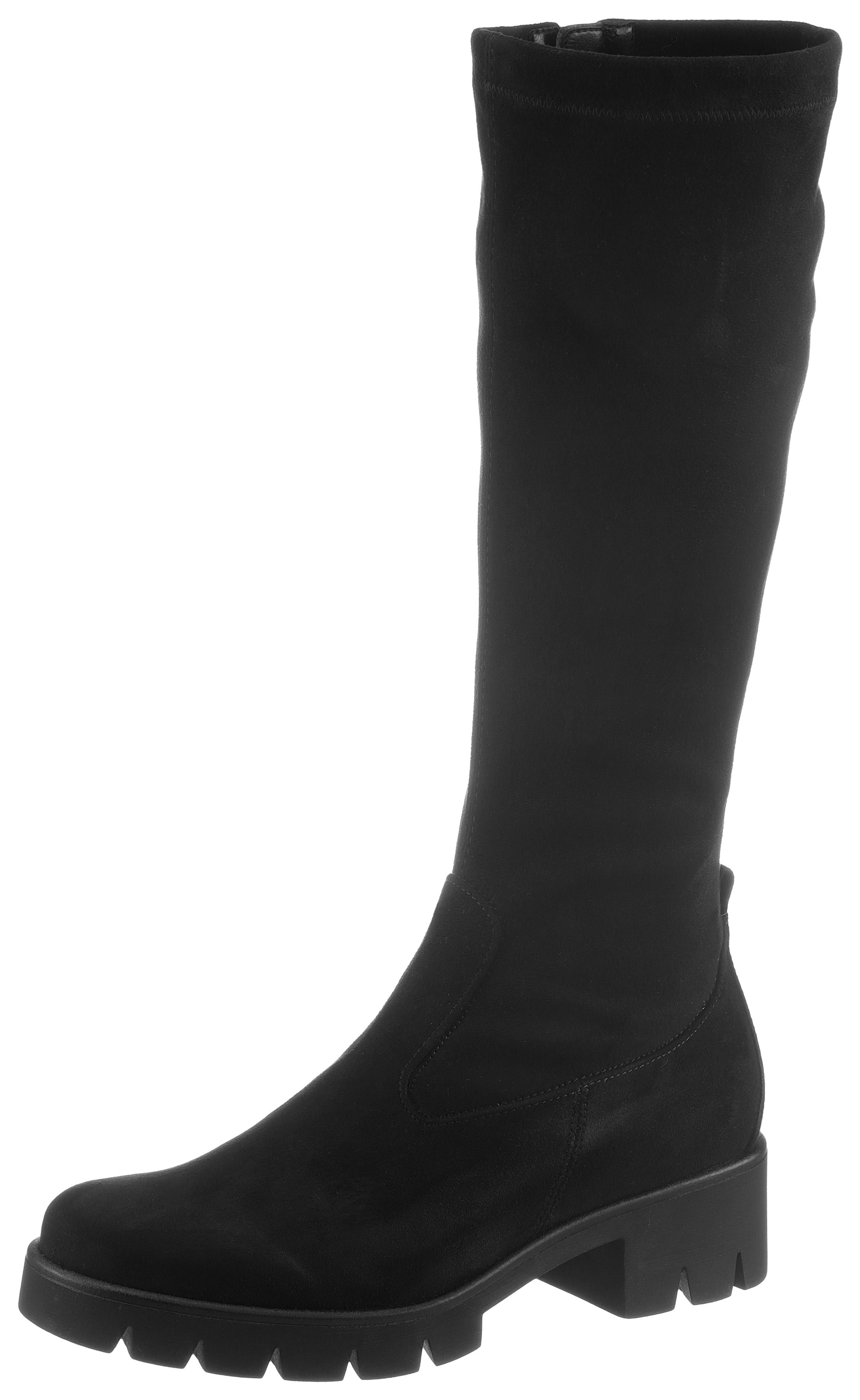 Stiefel, Blockabsatz, Plateau, Langschaftstiefel, mit XS-Stretch-Schaft