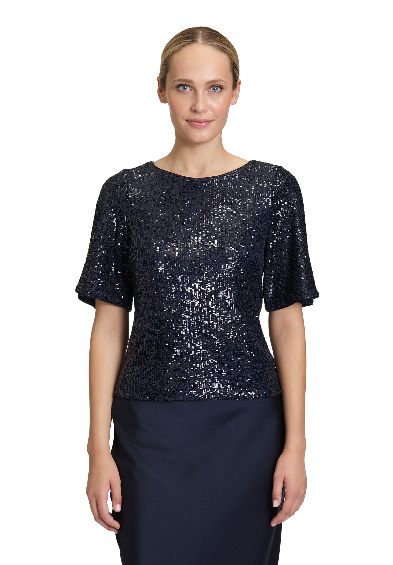 Vera Mont Kurzarmshirt "Damen Pailletten-Top mit Flügelärmeln" 1 Stk. tlg. günstig online kaufen