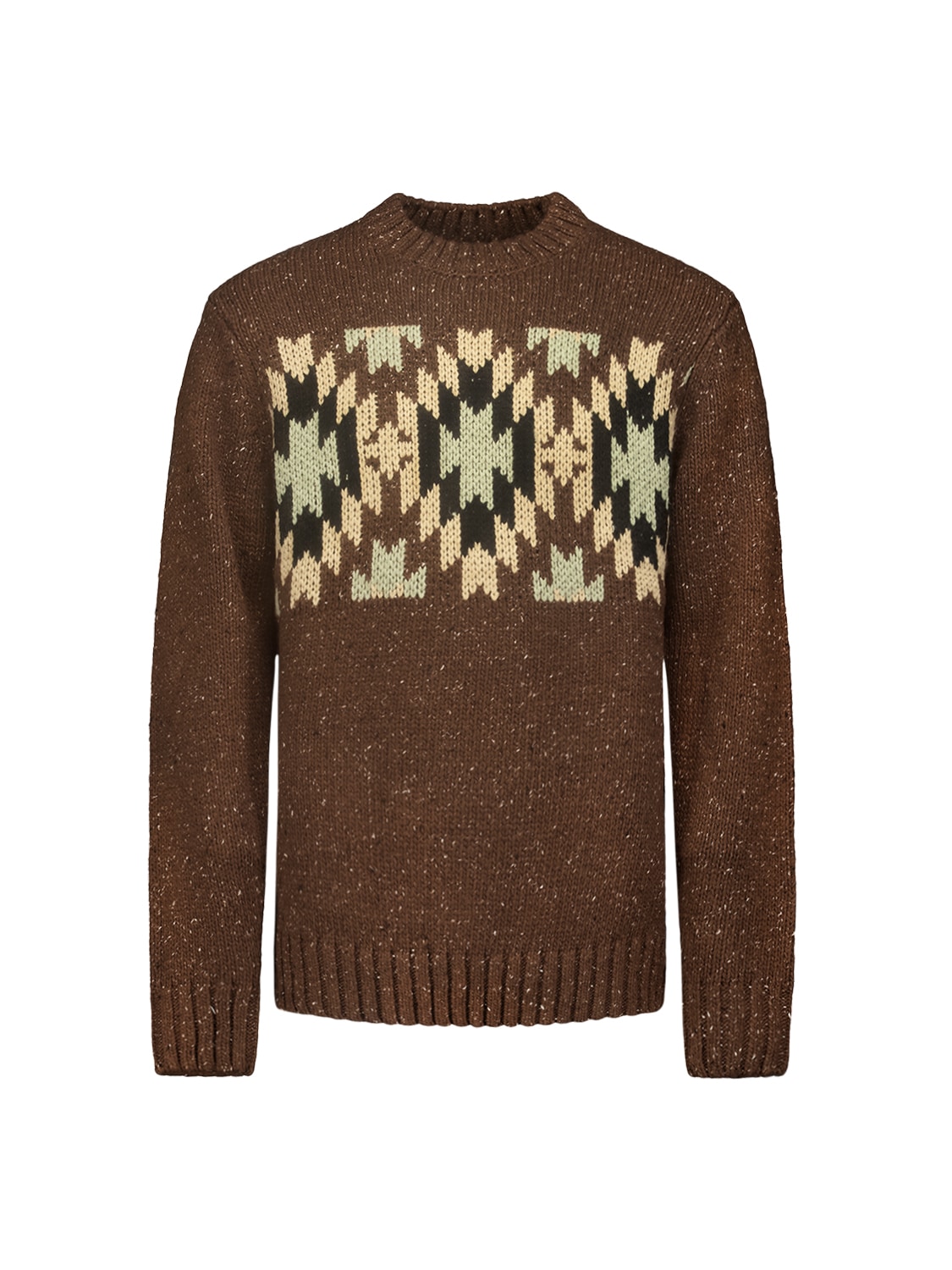 NO EXCESS Rundhalspullover »No Excess Jacquard-Pullover mit Seide«