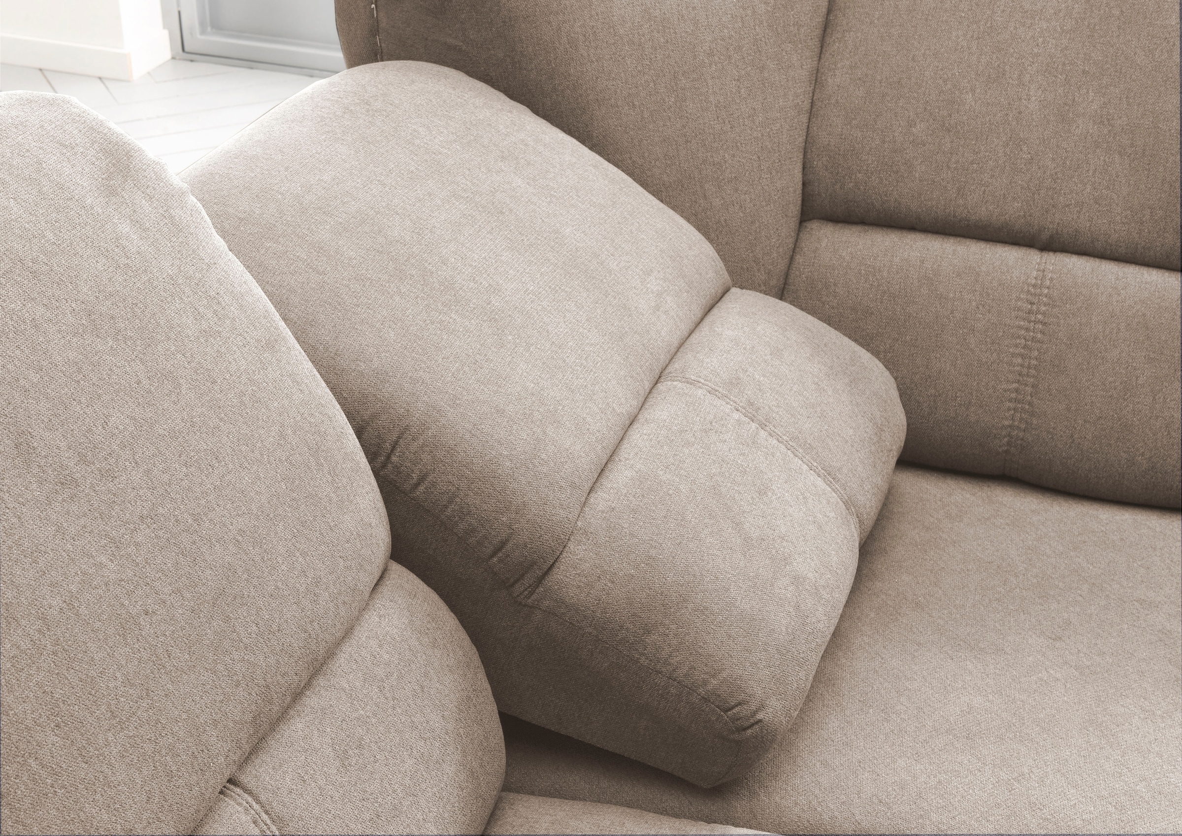 Home affaire Ecksofa »Pisa L-Form, mit Schlaffunktion, Stauraum, 2x höhenverstellbare«, Kopfstützen und Relaxfunktion im Eckelement