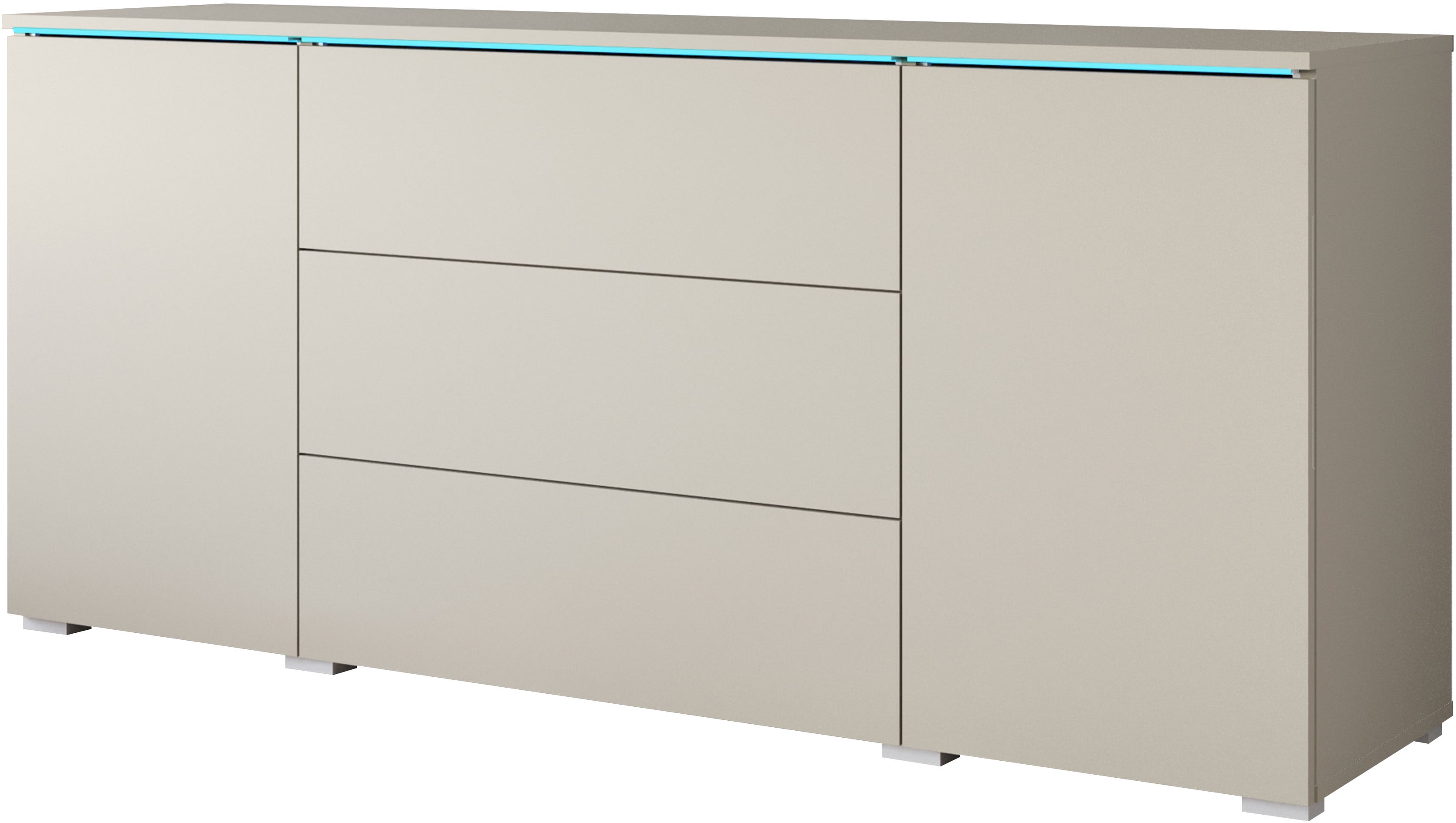 Home affaire Sideboard "VERA, grifflos" verstellbare Einlegeböden, Wahlweise mit oder ohne Beleuchtung