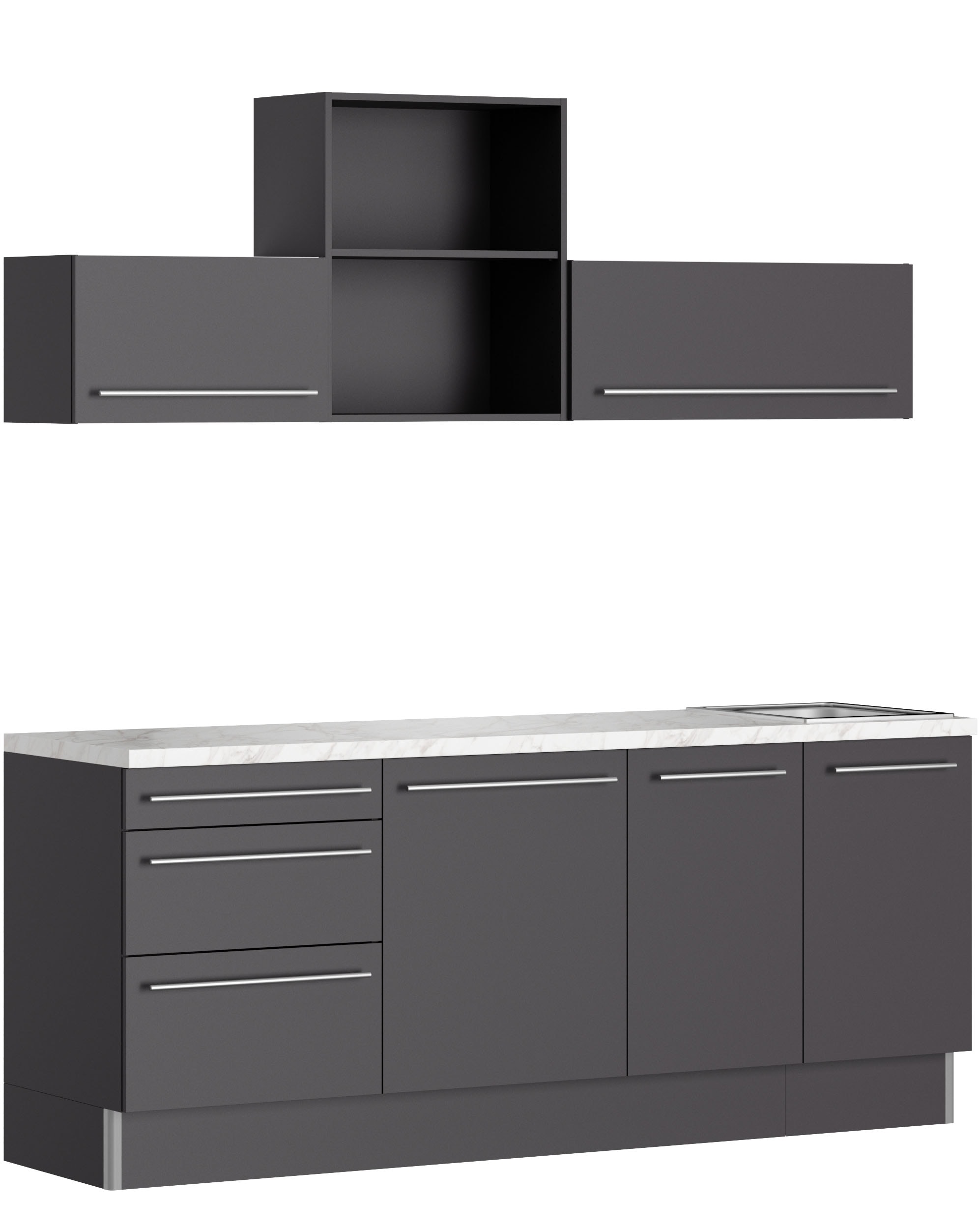 KOCHSTATION Küche "KS-Bern2", Breite 210 cm, wahlweise mit E-Geräten, mit R günstig online kaufen