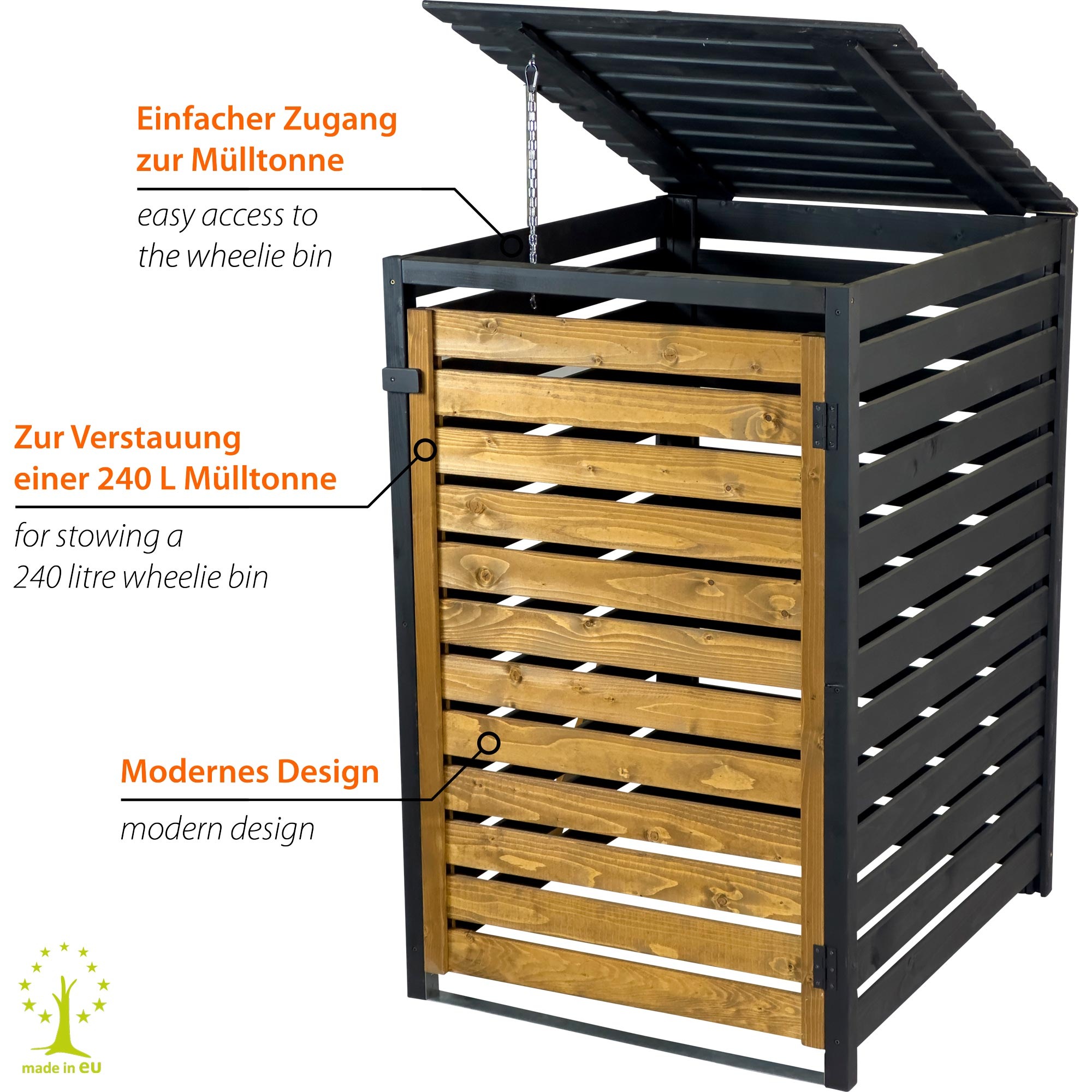 dobar Mülltonnenbox »Mülltonnenverkleidung 240 L, schwarz-braun« aus robustem lasiertem Fichtenholz