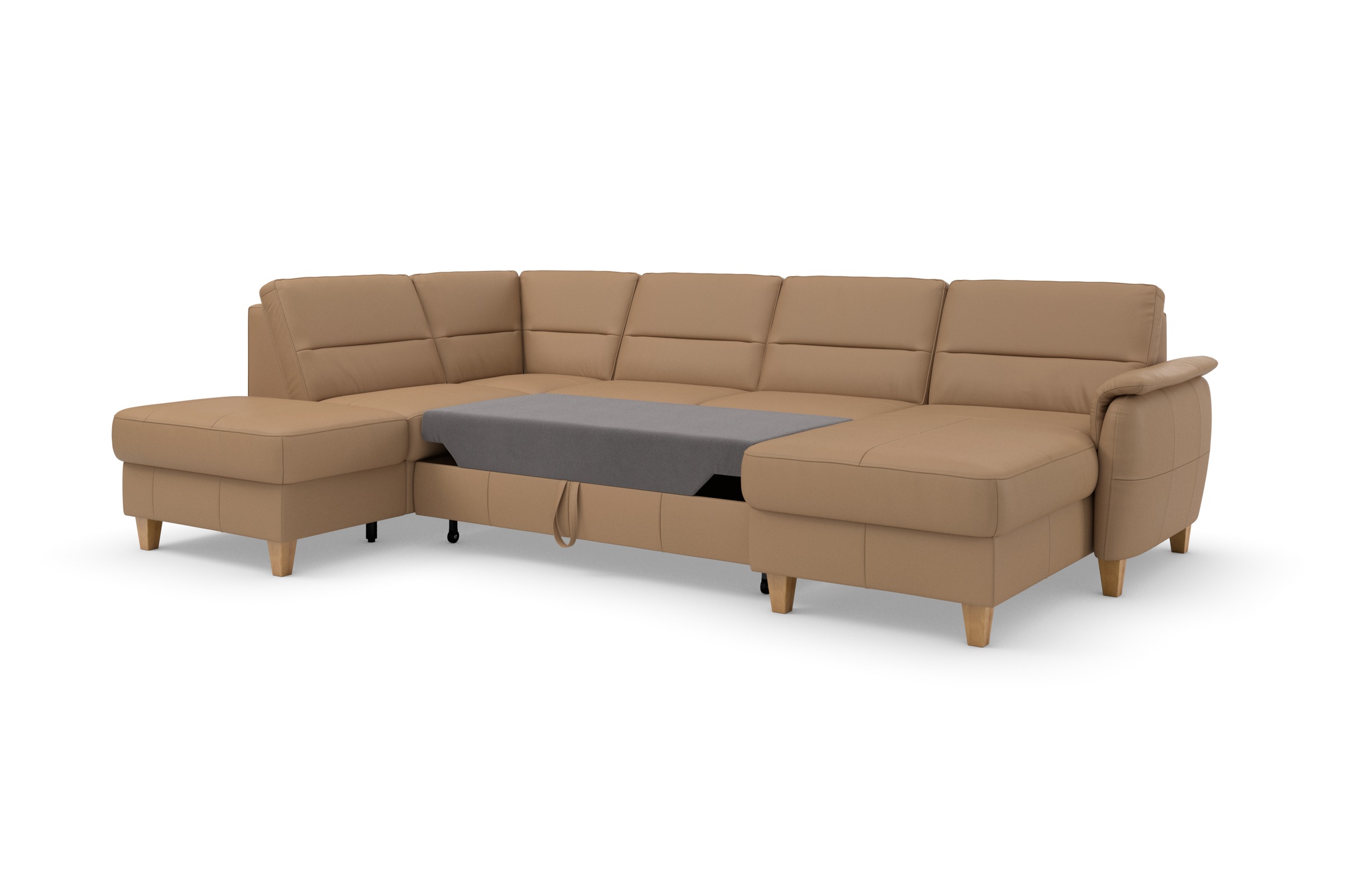 Home affaire Wohnlandschaft »Palmera U-Form, B: 308 cm«, optional Bettfunktion & Bettkasten, Federkern