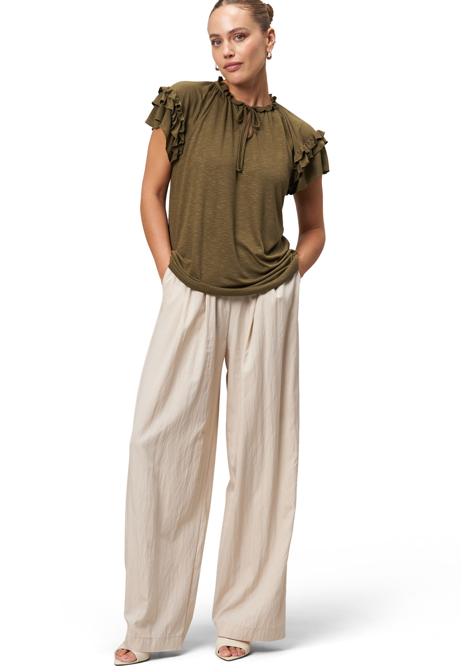 Zero Kurzarmshirt »zero Damen Shirt mit angeschnittenen Ärmeln«, (1 tlg.), Bindedetail