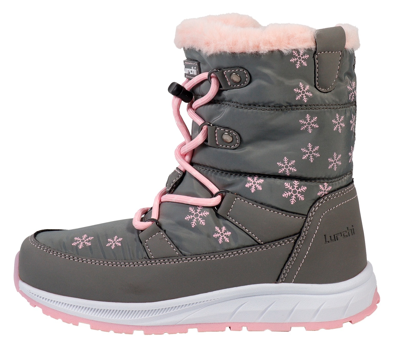 Lurchi Winterstiefel »Alby-TEX«, Outdoorschuh, Schneeboots, Schnürstiefel mit rosa Schneeflocken